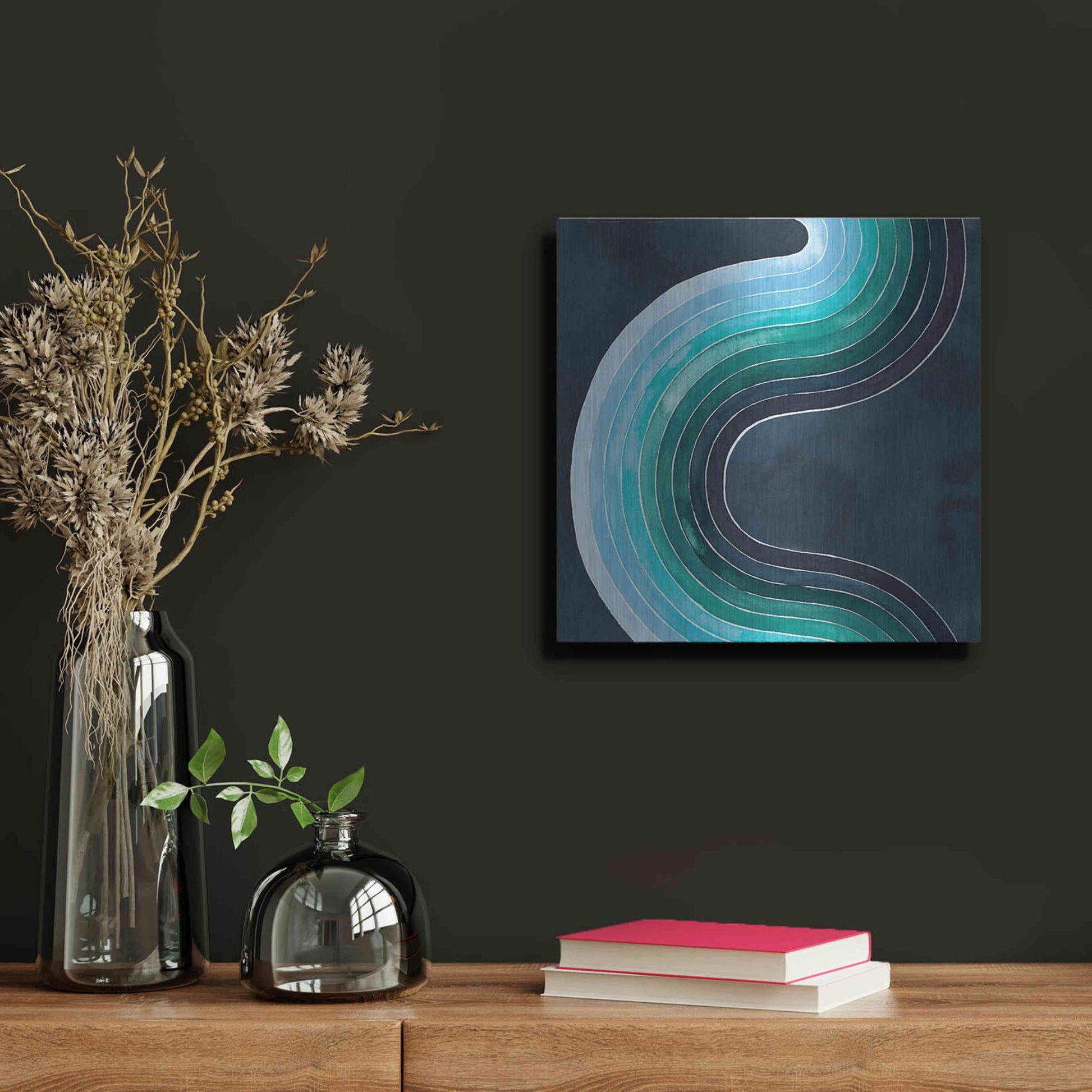 Luxe Metal Art 'Mid Century Current I' by Grace Popp, Metal Wall Art,12x12
