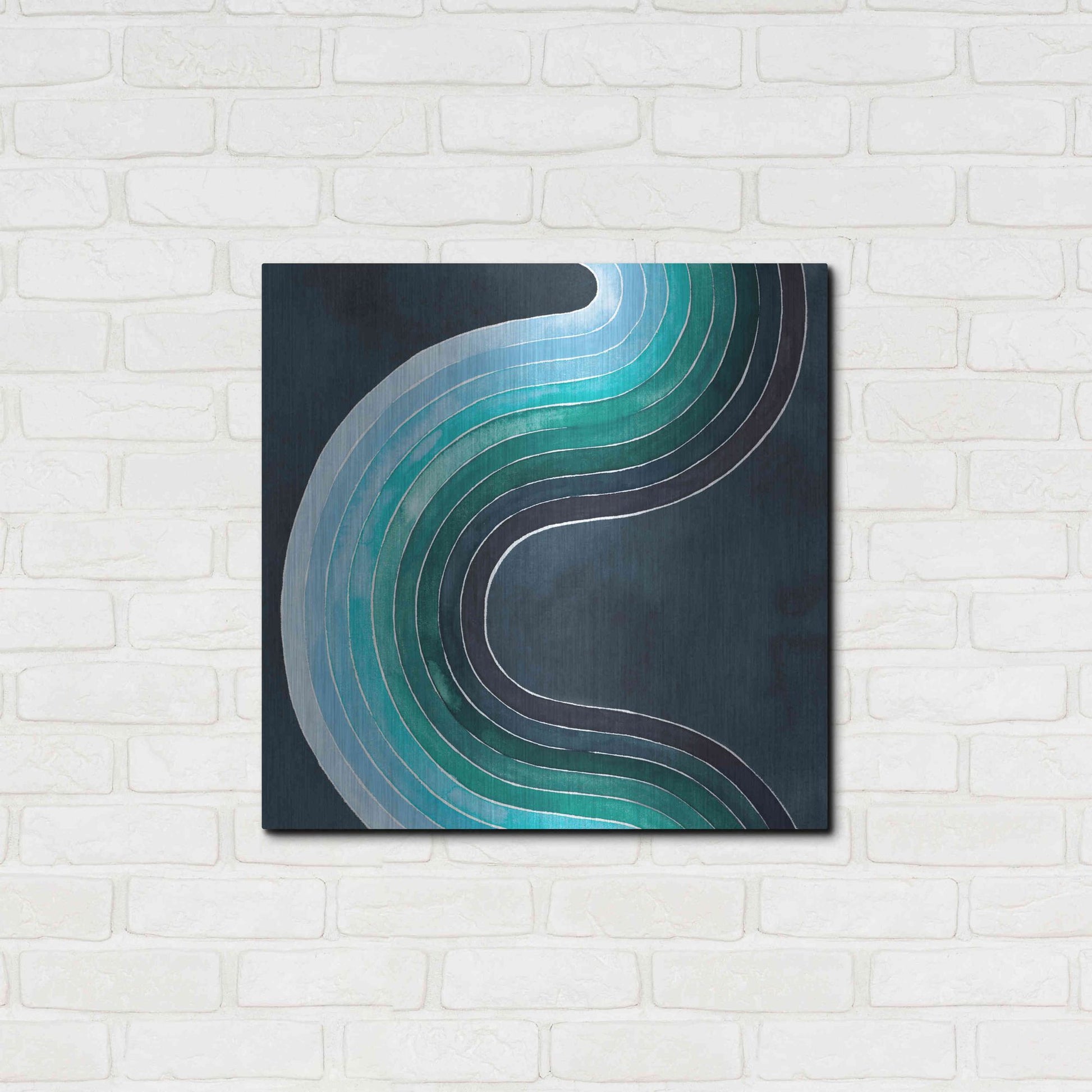 Luxe Metal Art 'Mid Century Current I' by Grace Popp, Metal Wall Art,24x24