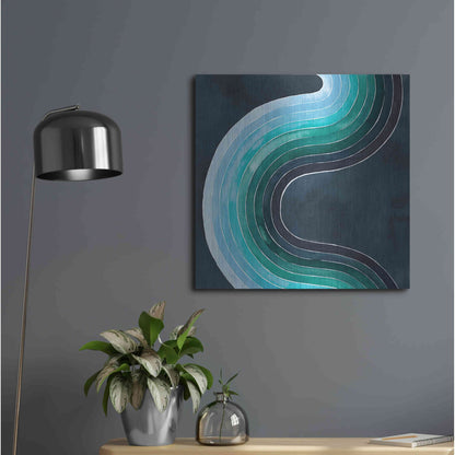 Luxe Metal Art 'Mid Century Current I' by Grace Popp, Metal Wall Art,24x24