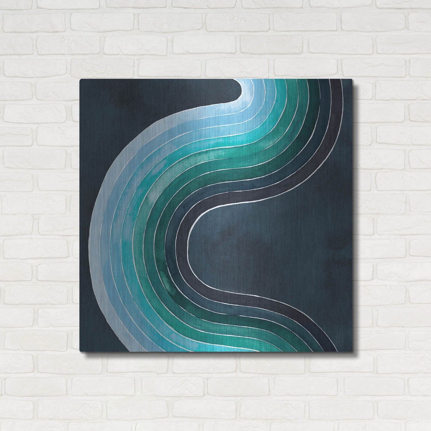 Luxe Metal Art 'Mid Century Current I' by Grace Popp, Metal Wall Art,36x36