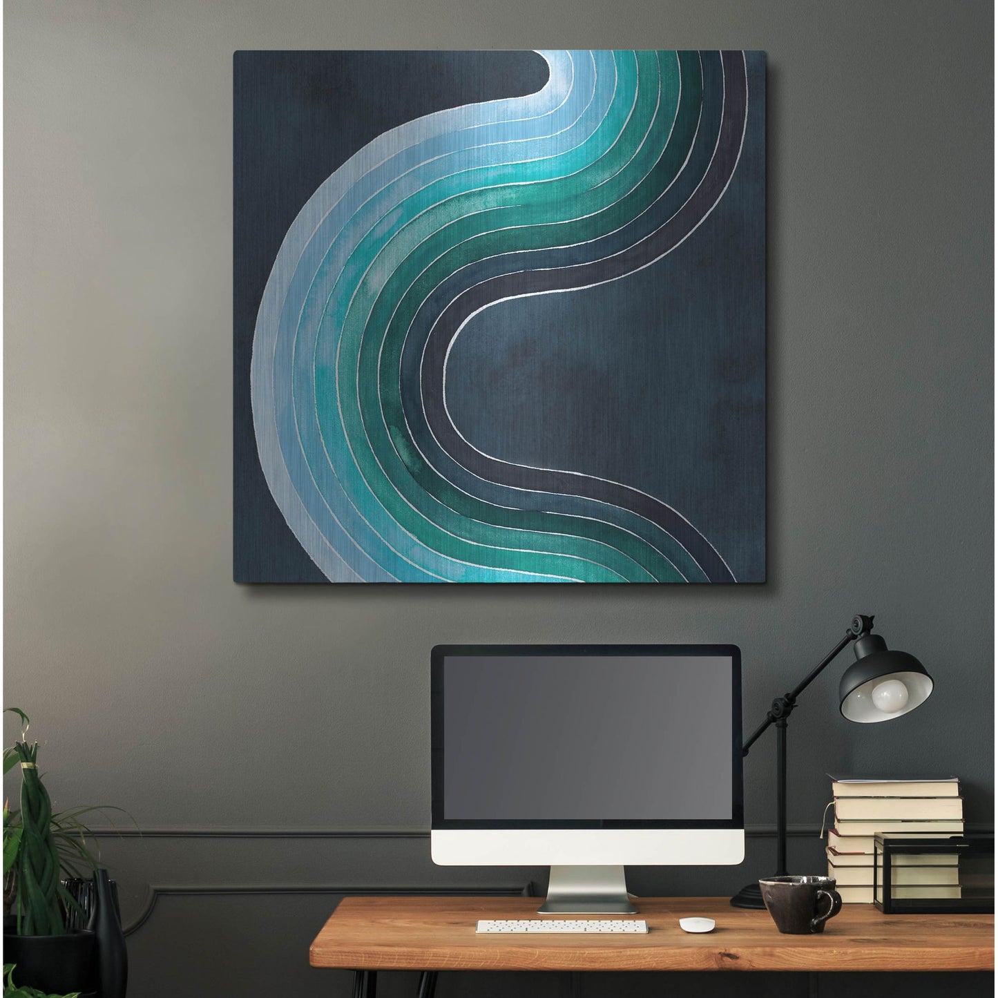 Luxe Metal Art 'Mid Century Current I' by Grace Popp, Metal Wall Art,36x36
