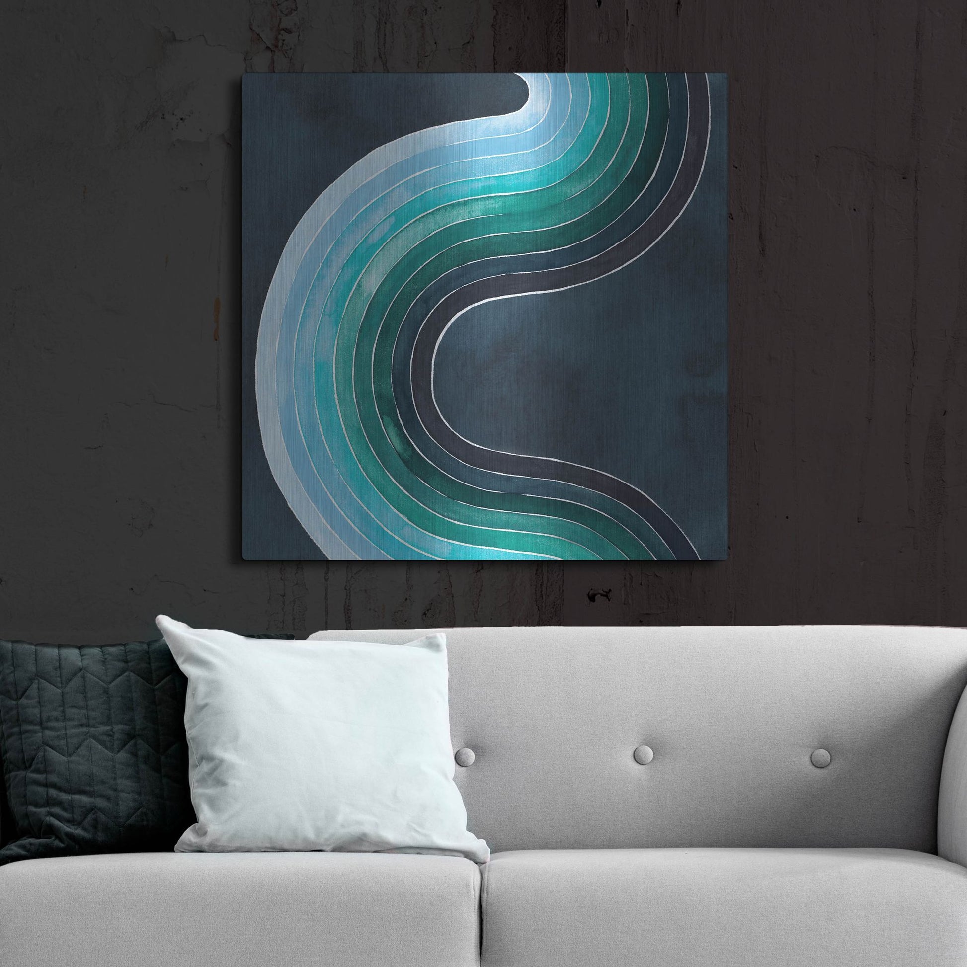 Luxe Metal Art 'Mid Century Current I' by Grace Popp, Metal Wall Art,36x36
