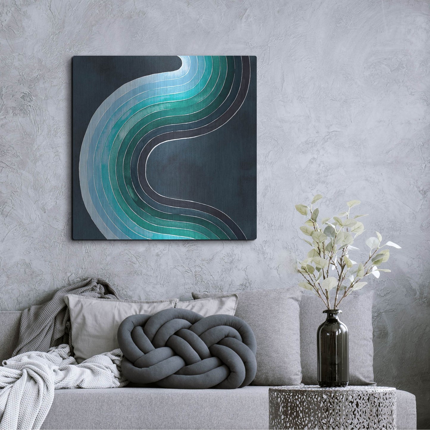 Luxe Metal Art 'Mid Century Current I' by Grace Popp, Metal Wall Art,36x36