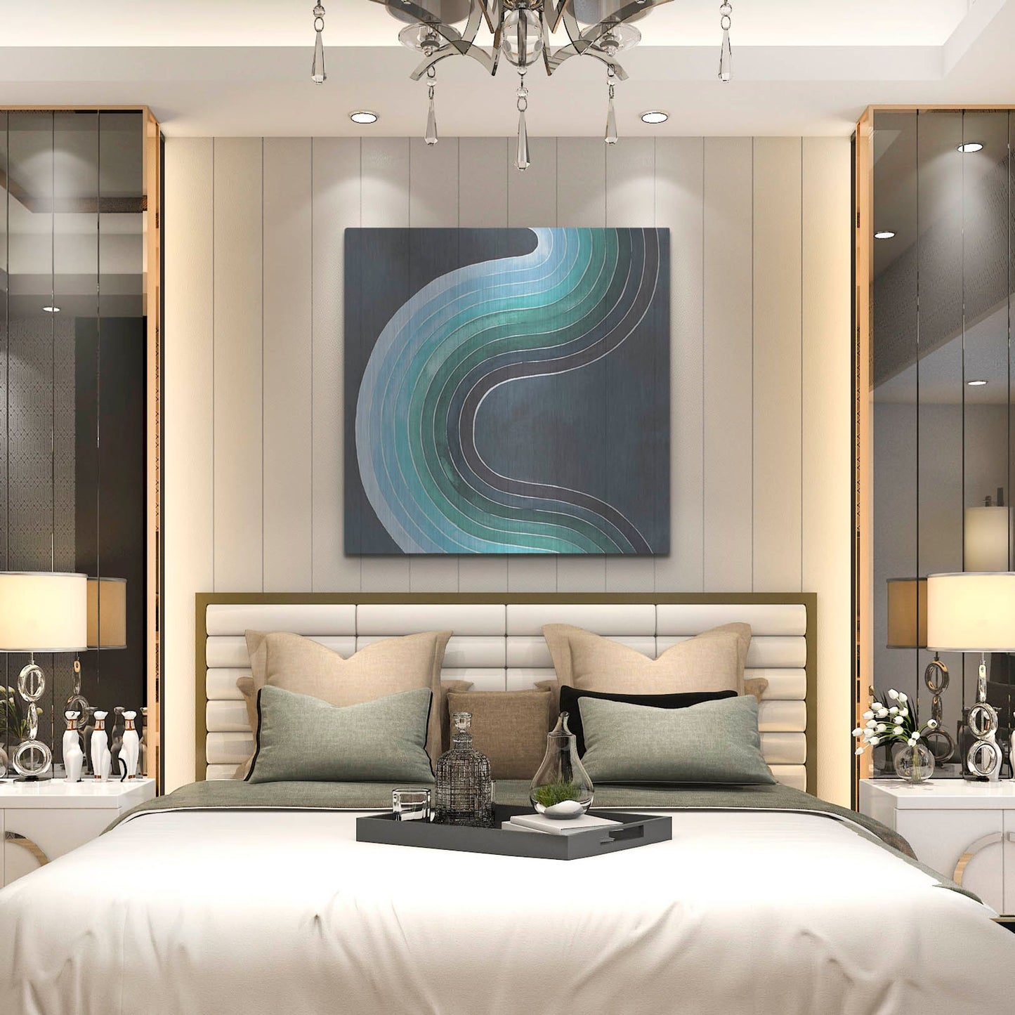 Luxe Metal Art 'Mid Century Current I' by Grace Popp, Metal Wall Art,36x36