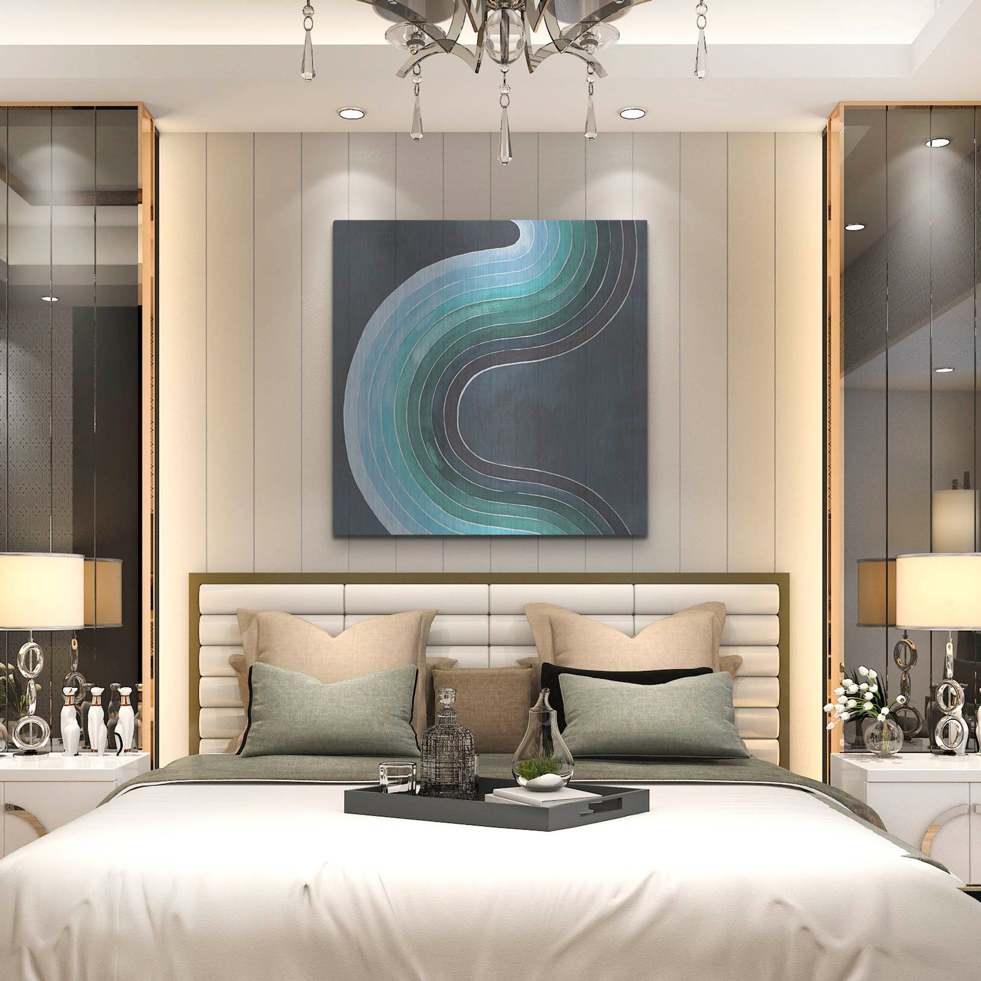 Luxe Metal Art 'Mid Century Current I' by Grace Popp, Metal Wall Art,36x36