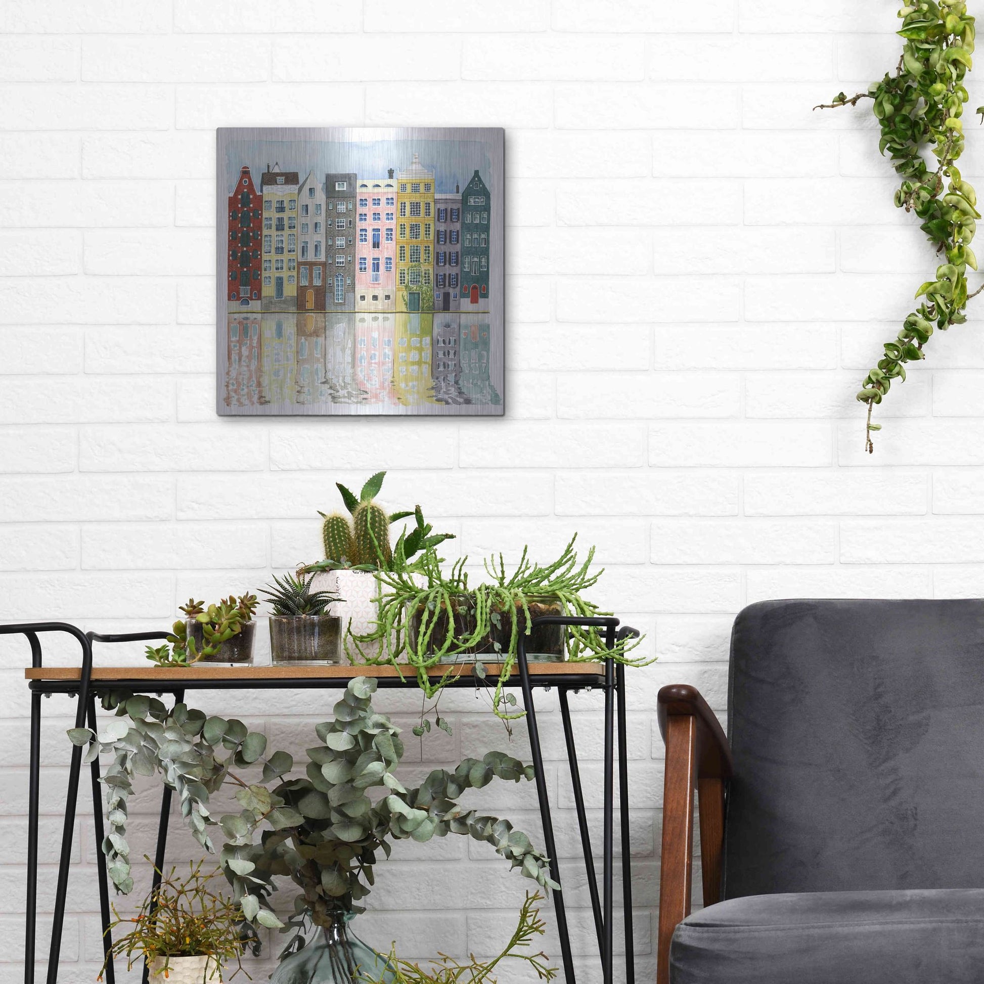 Luxe Metal Art 'Neighborhood II' by Grace Popp, Metal Wall Art,12x12