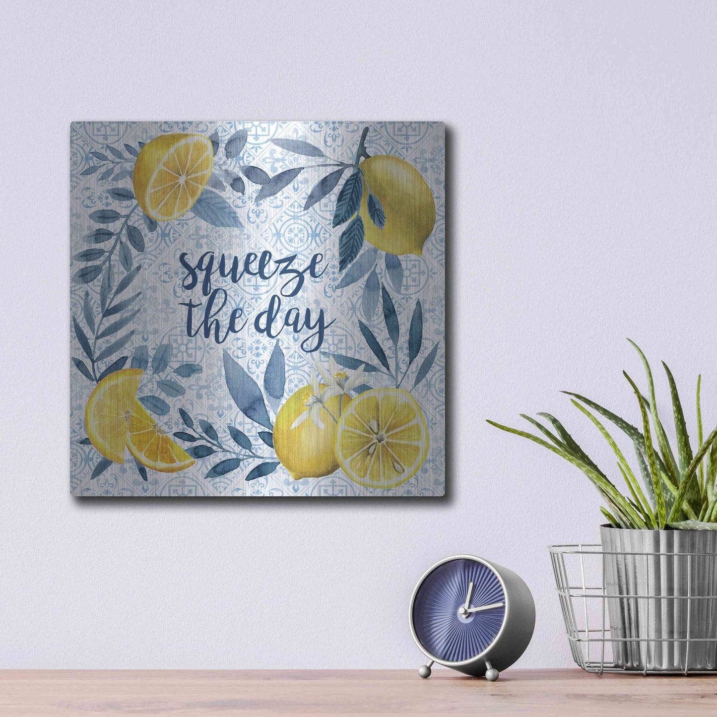 Luxe Metal Art 'Citrus Sayings II' by Grace Popp, Metal Wall Art,12x12