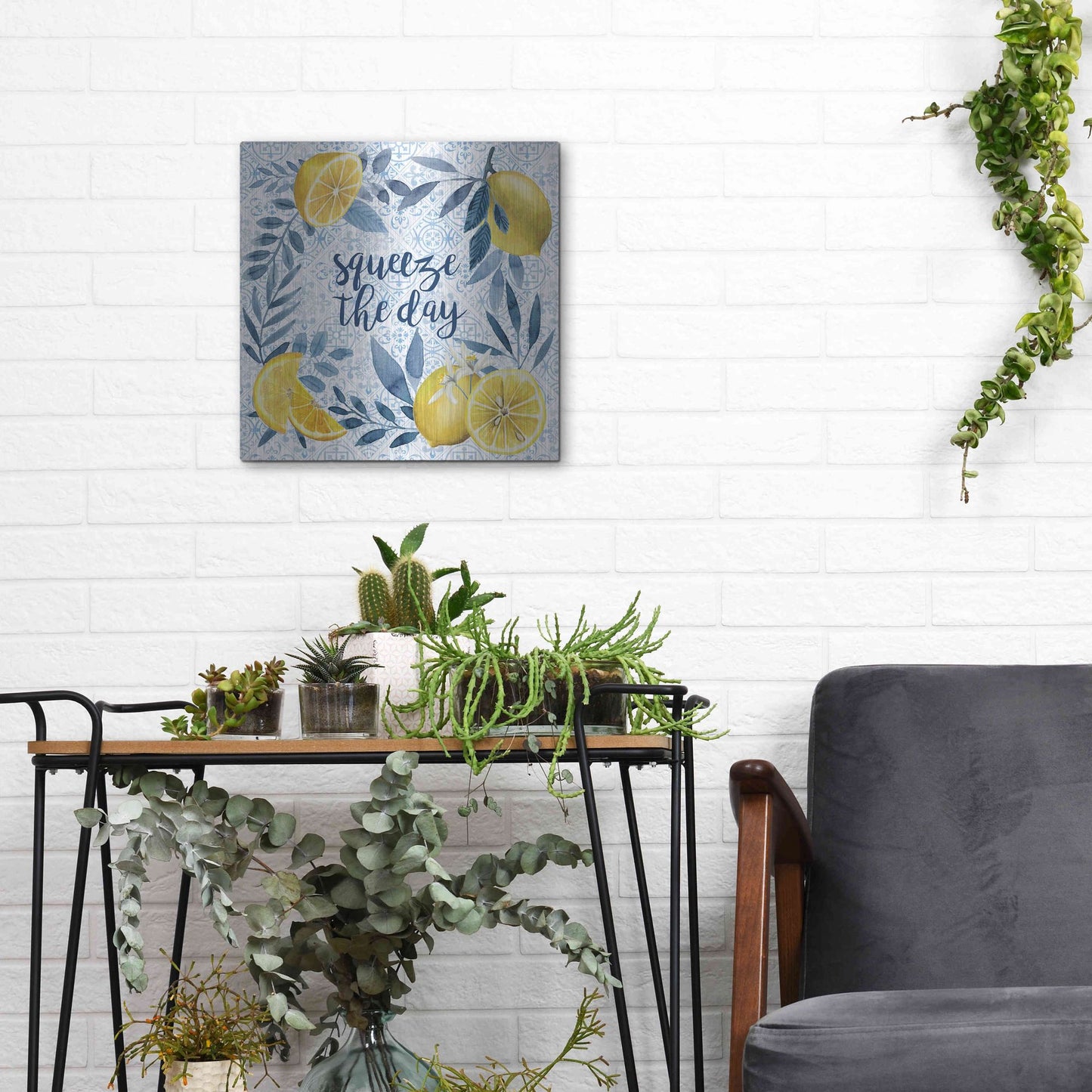 Luxe Metal Art 'Citrus Sayings II' by Grace Popp, Metal Wall Art,12x12