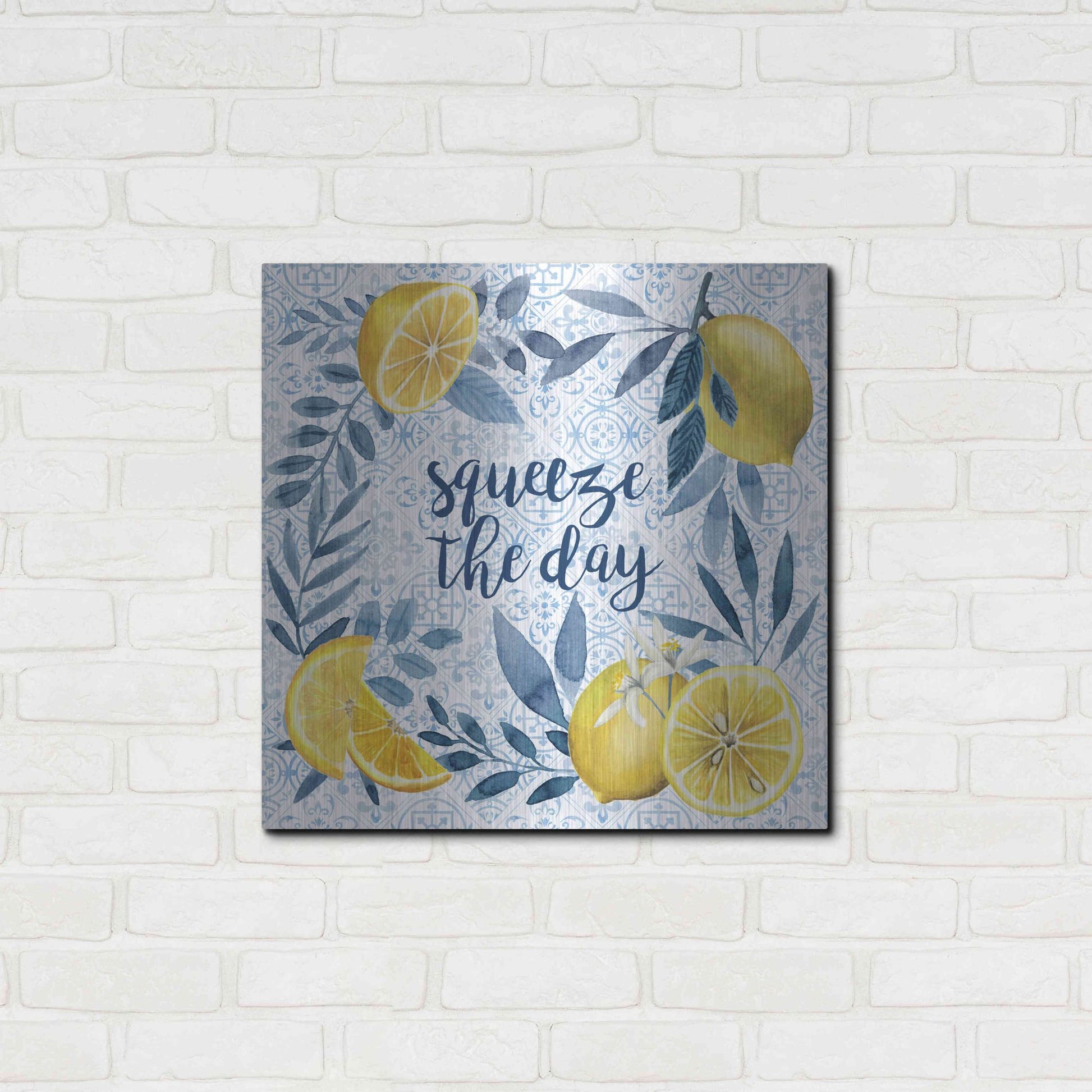 Luxe Metal Art 'Citrus Sayings II' by Grace Popp, Metal Wall Art,24x24