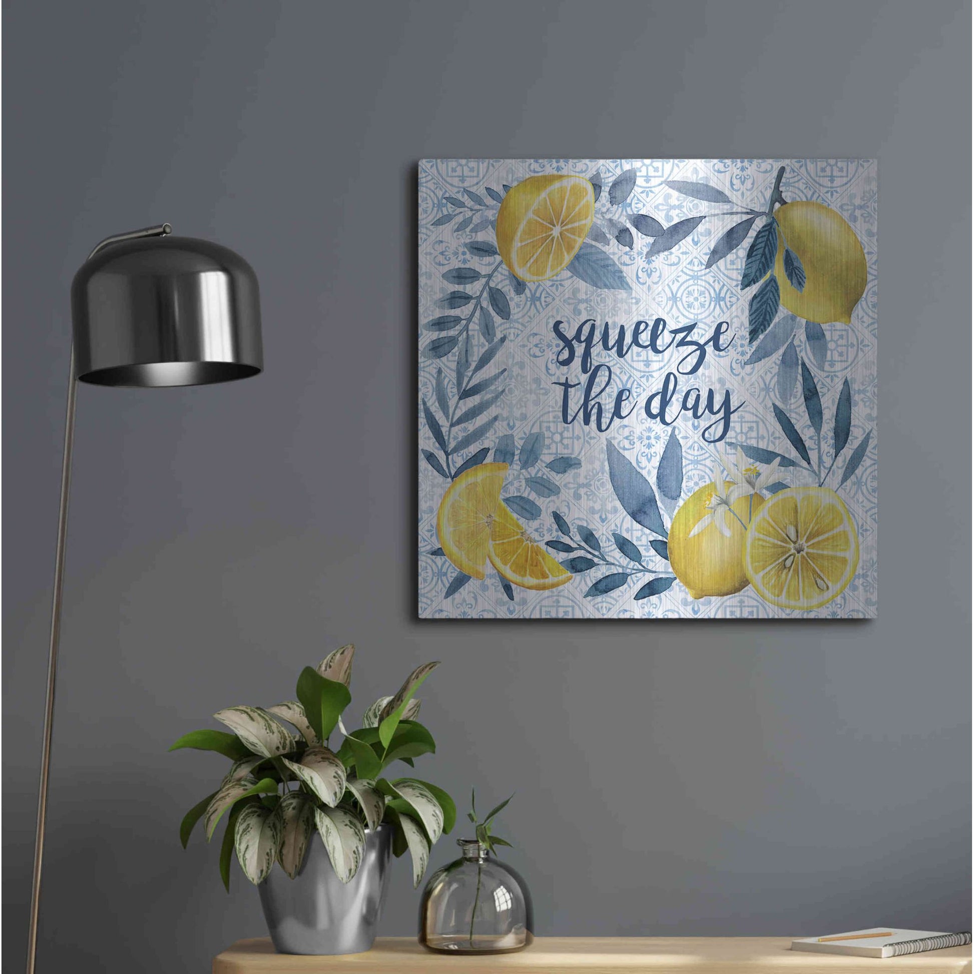 Luxe Metal Art 'Citrus Sayings II' by Grace Popp, Metal Wall Art,24x24