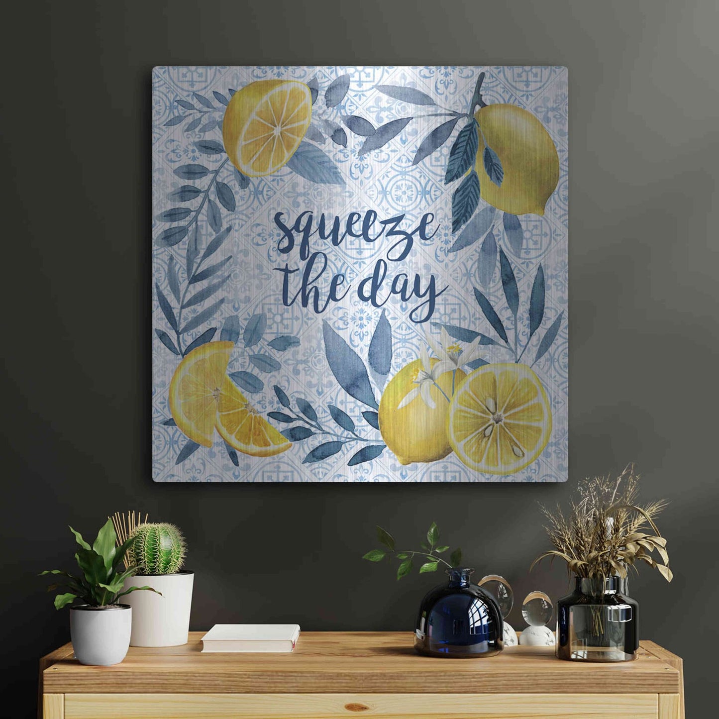 Luxe Metal Art 'Citrus Sayings II' by Grace Popp, Metal Wall Art,24x24