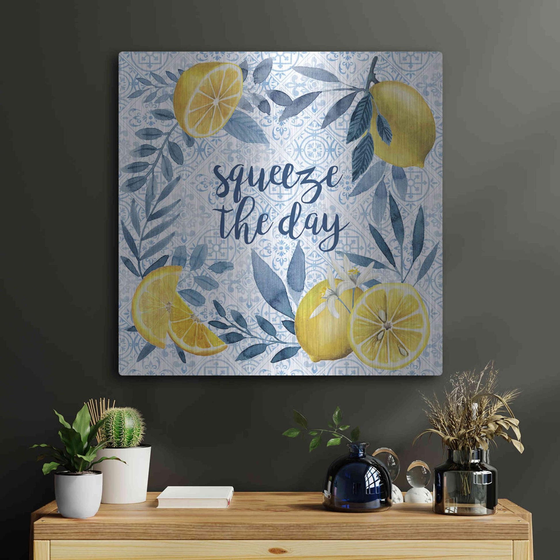 Luxe Metal Art 'Citrus Sayings II' by Grace Popp, Metal Wall Art,24x24