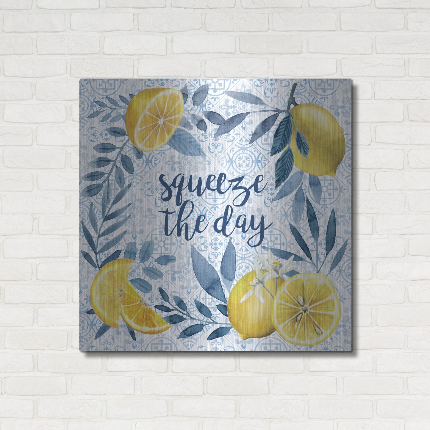 Luxe Metal Art 'Citrus Sayings II' by Grace Popp, Metal Wall Art,36x36