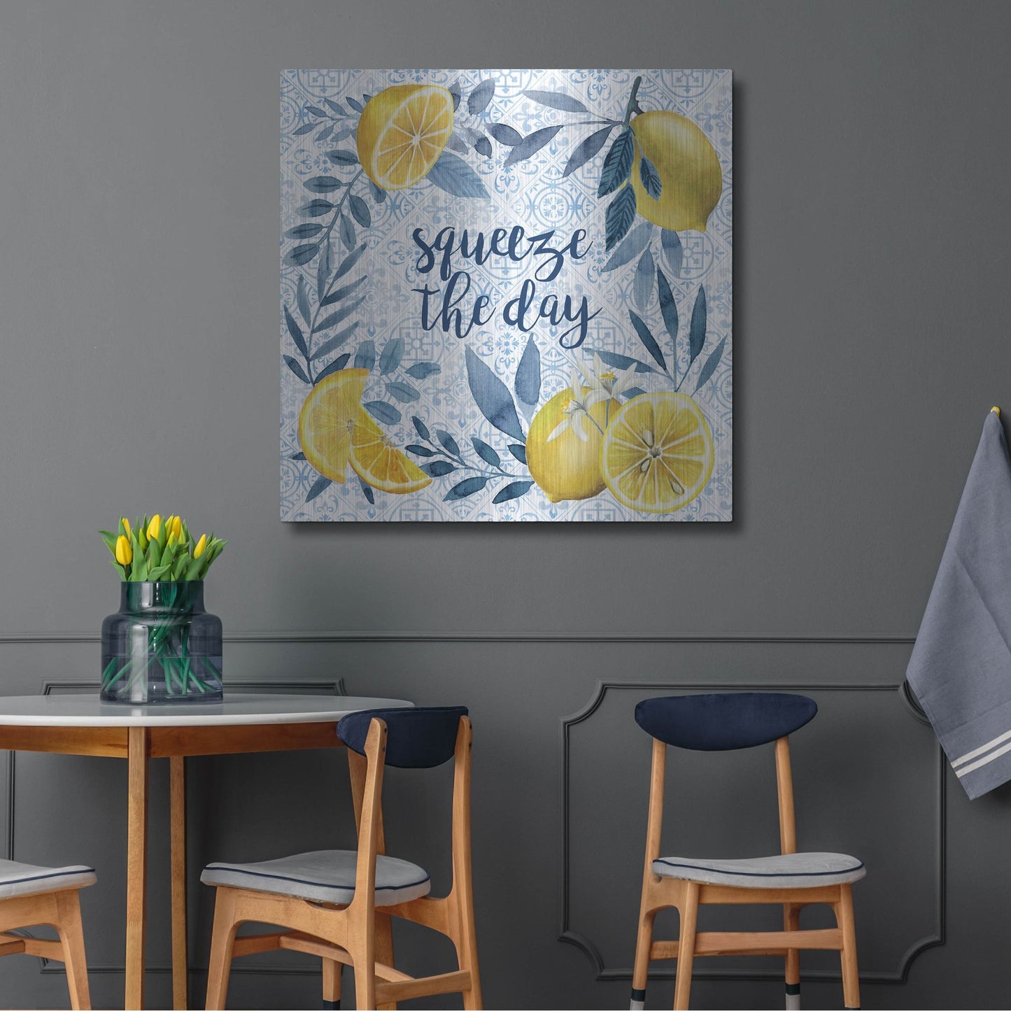 Luxe Metal Art 'Citrus Sayings II' by Grace Popp, Metal Wall Art,36x36