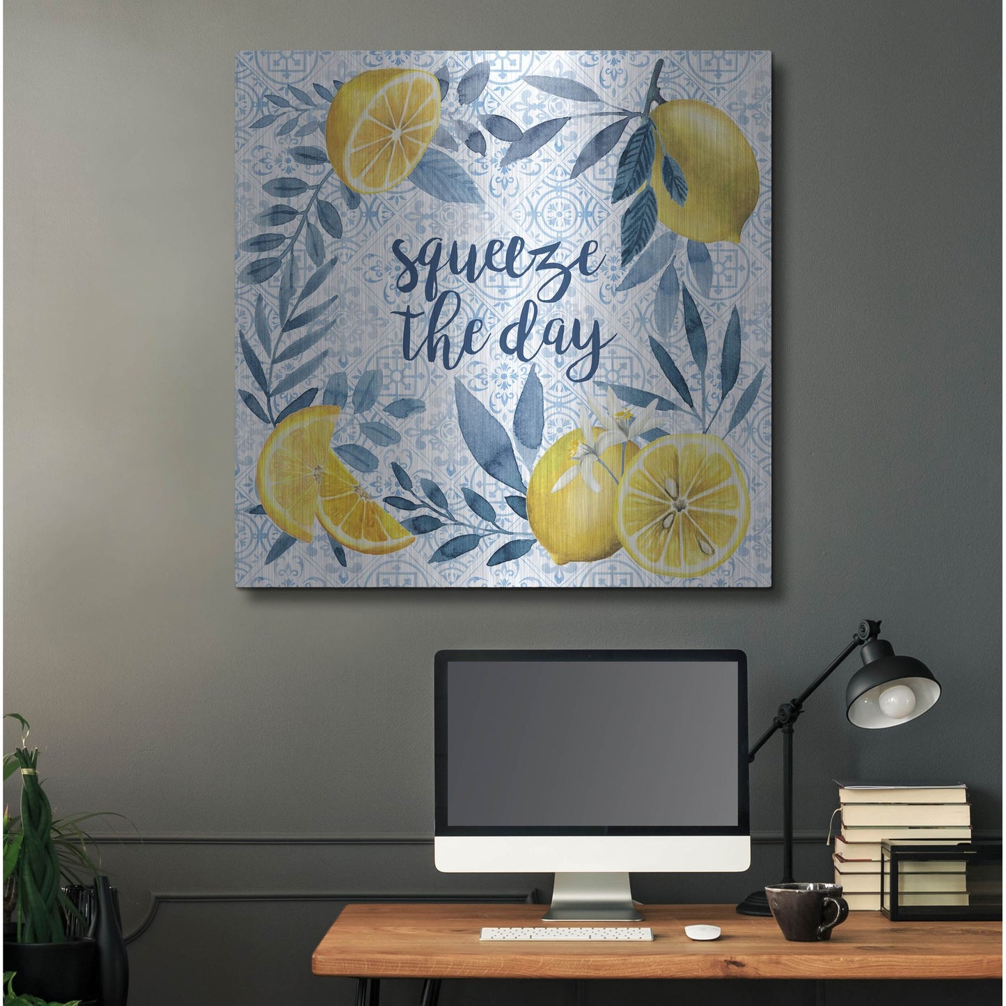 Luxe Metal Art 'Citrus Sayings II' by Grace Popp, Metal Wall Art,36x36