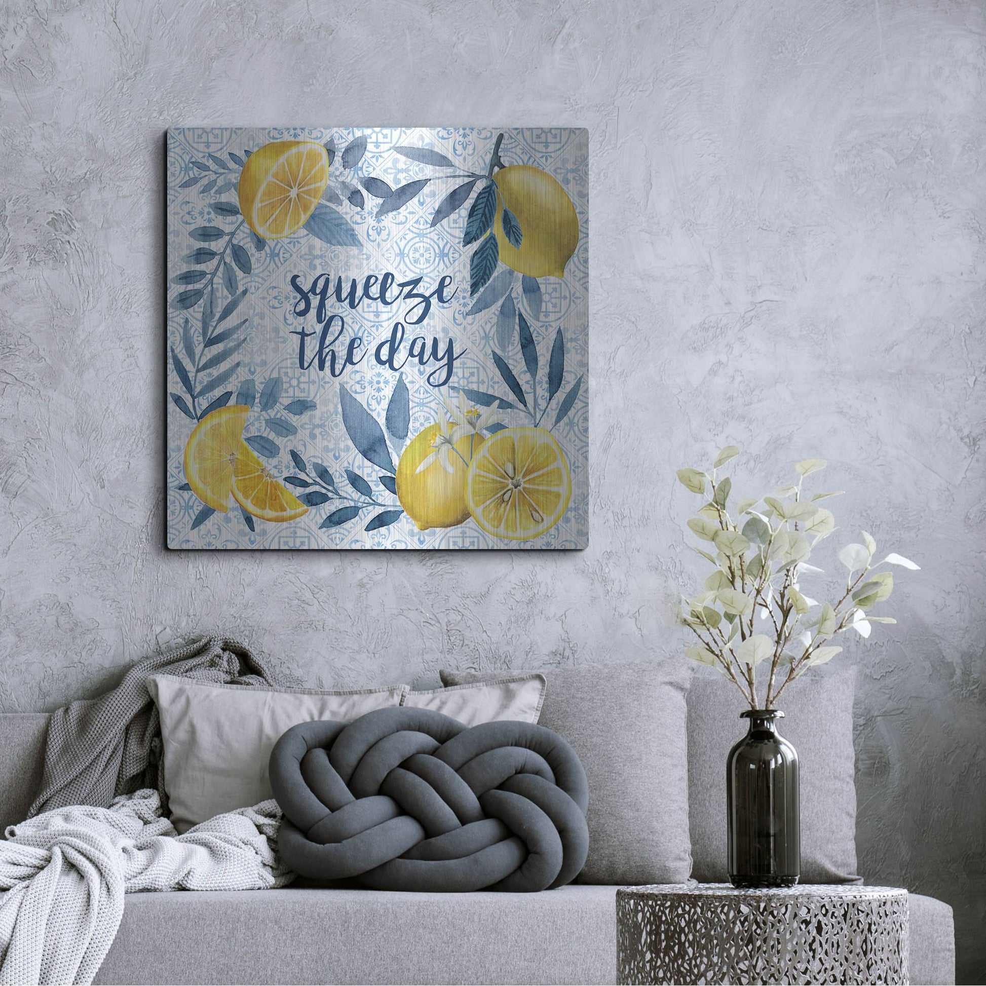 Luxe Metal Art 'Citrus Sayings II' by Grace Popp, Metal Wall Art,36x36