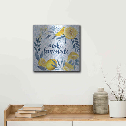 Luxe Metal Art 'Citrus Sayings I' by Grace Popp, Metal Wall Art,12x12