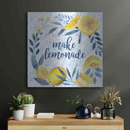 Luxe Metal Art 'Citrus Sayings I' by Grace Popp, Metal Wall Art,24x24