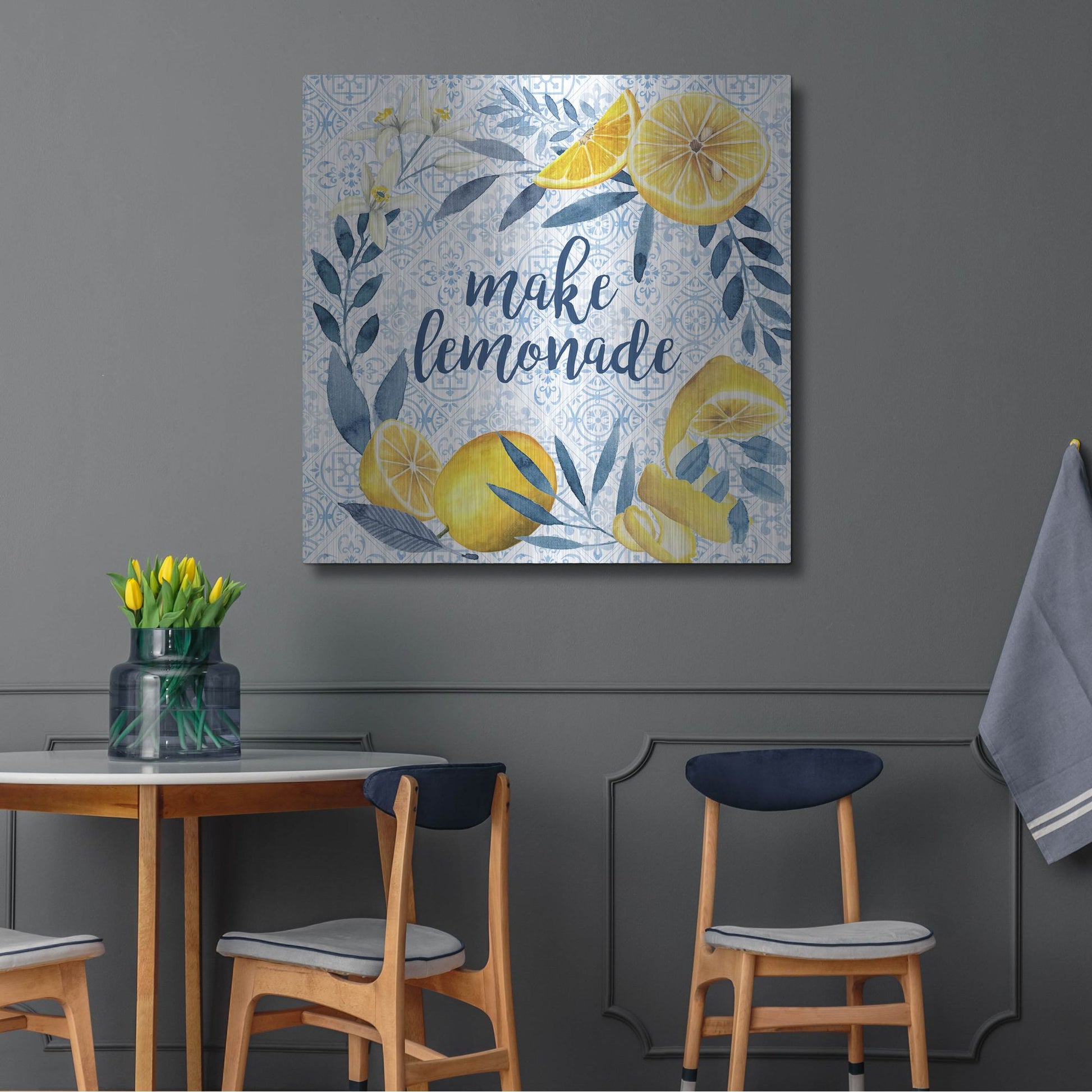 Luxe Metal Art 'Citrus Sayings I' by Grace Popp, Metal Wall Art,36x36