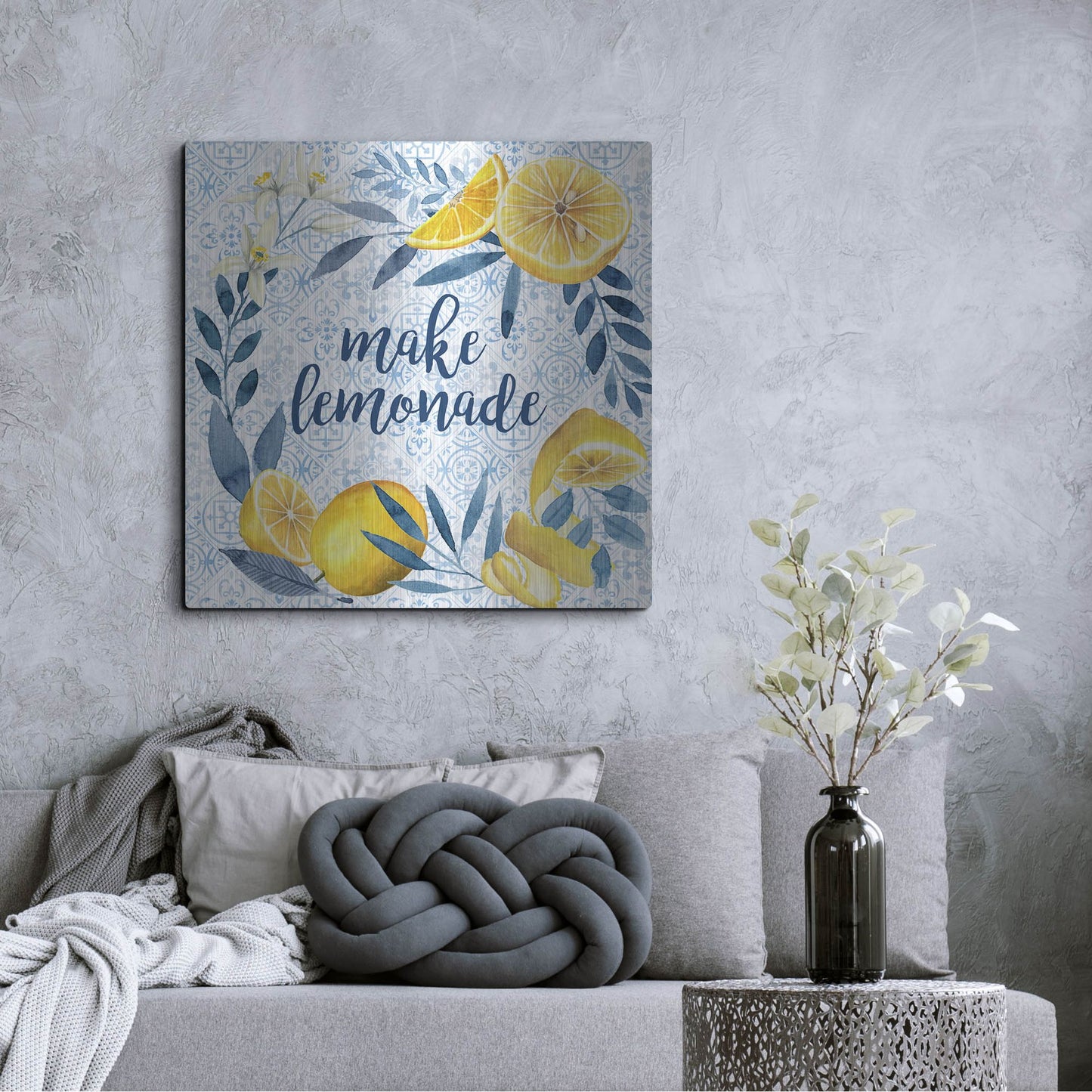 Luxe Metal Art 'Citrus Sayings I' by Grace Popp, Metal Wall Art,36x36