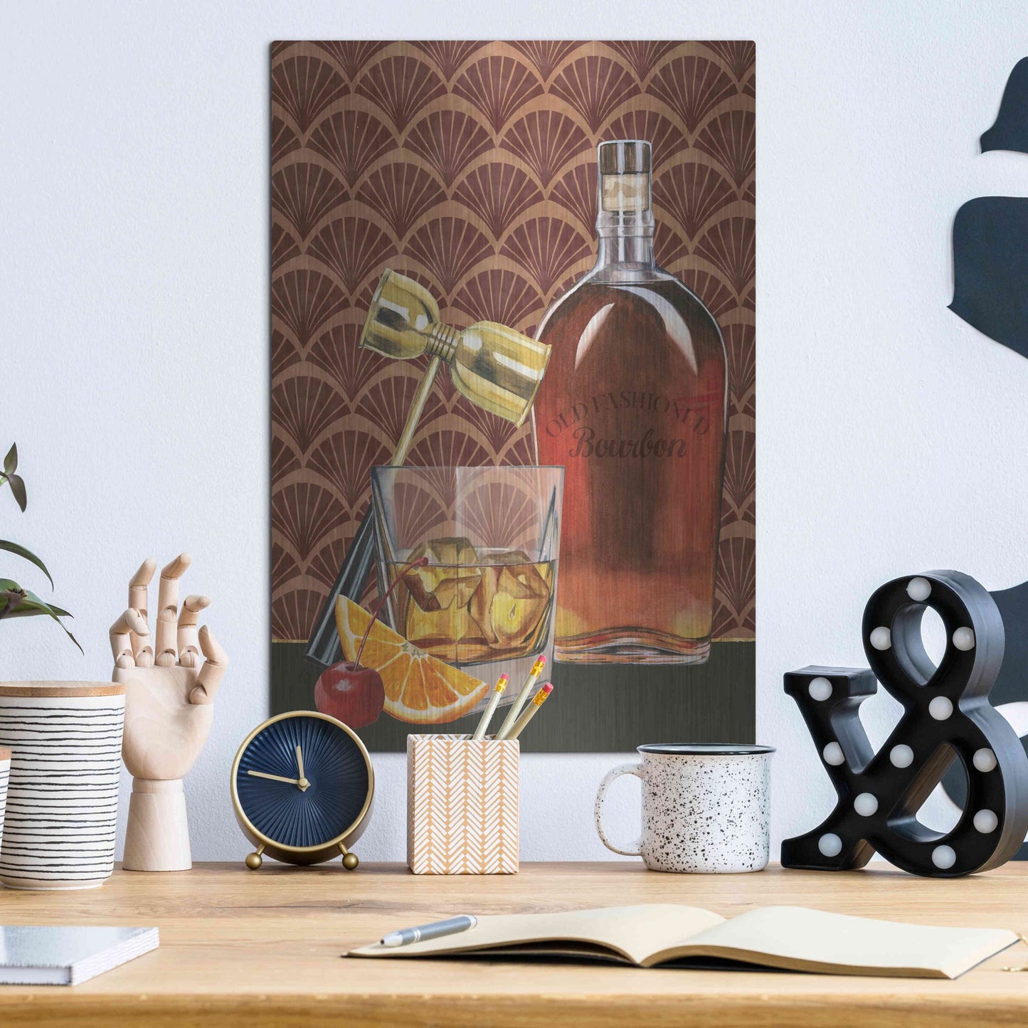 Luxe Metal Art 'Bar Gatsby II' by Grace Popp, Metal Wall Art,12x16