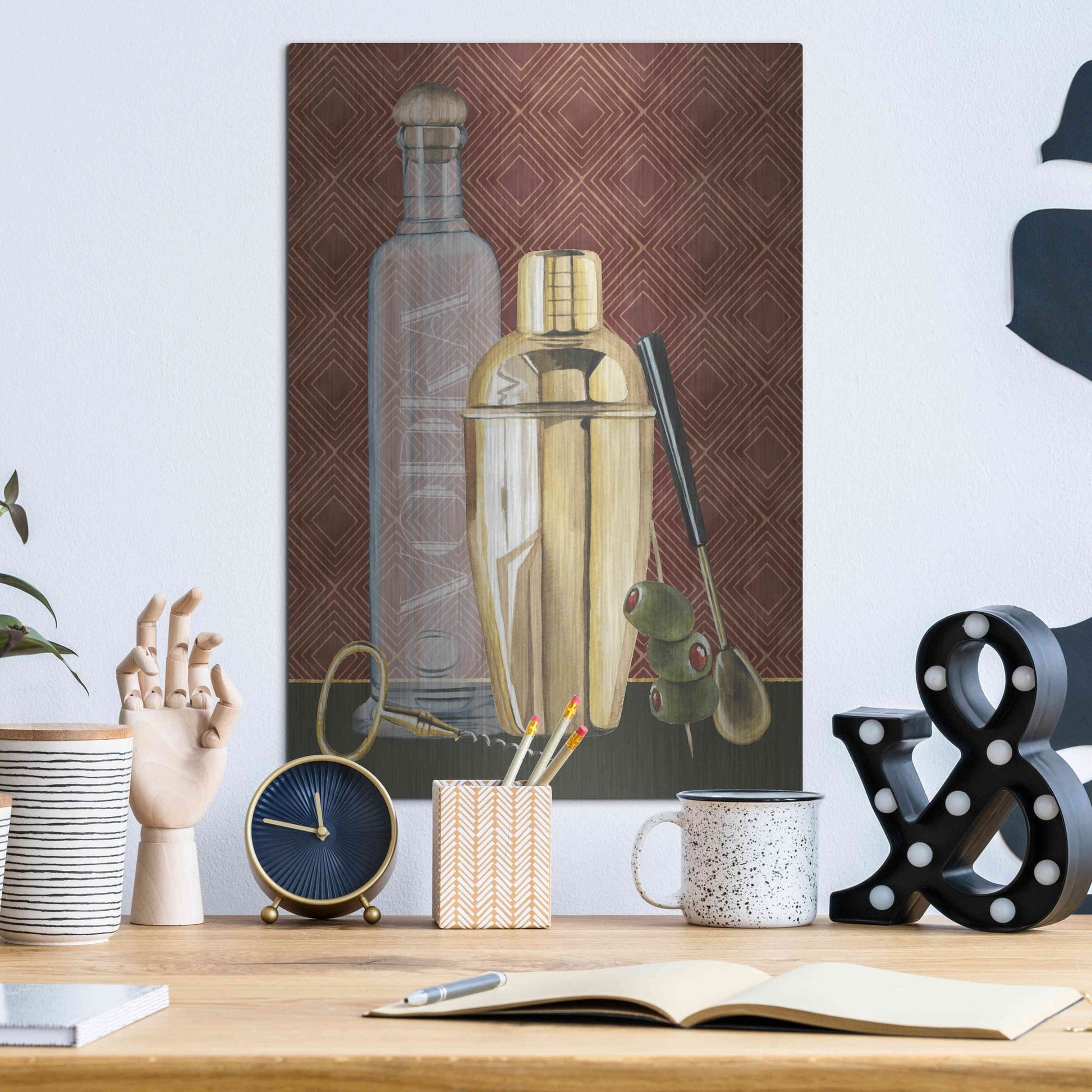 Luxe Metal Art 'Bar Gatsby I' by Grace Popp, Metal Wall Art,12x16