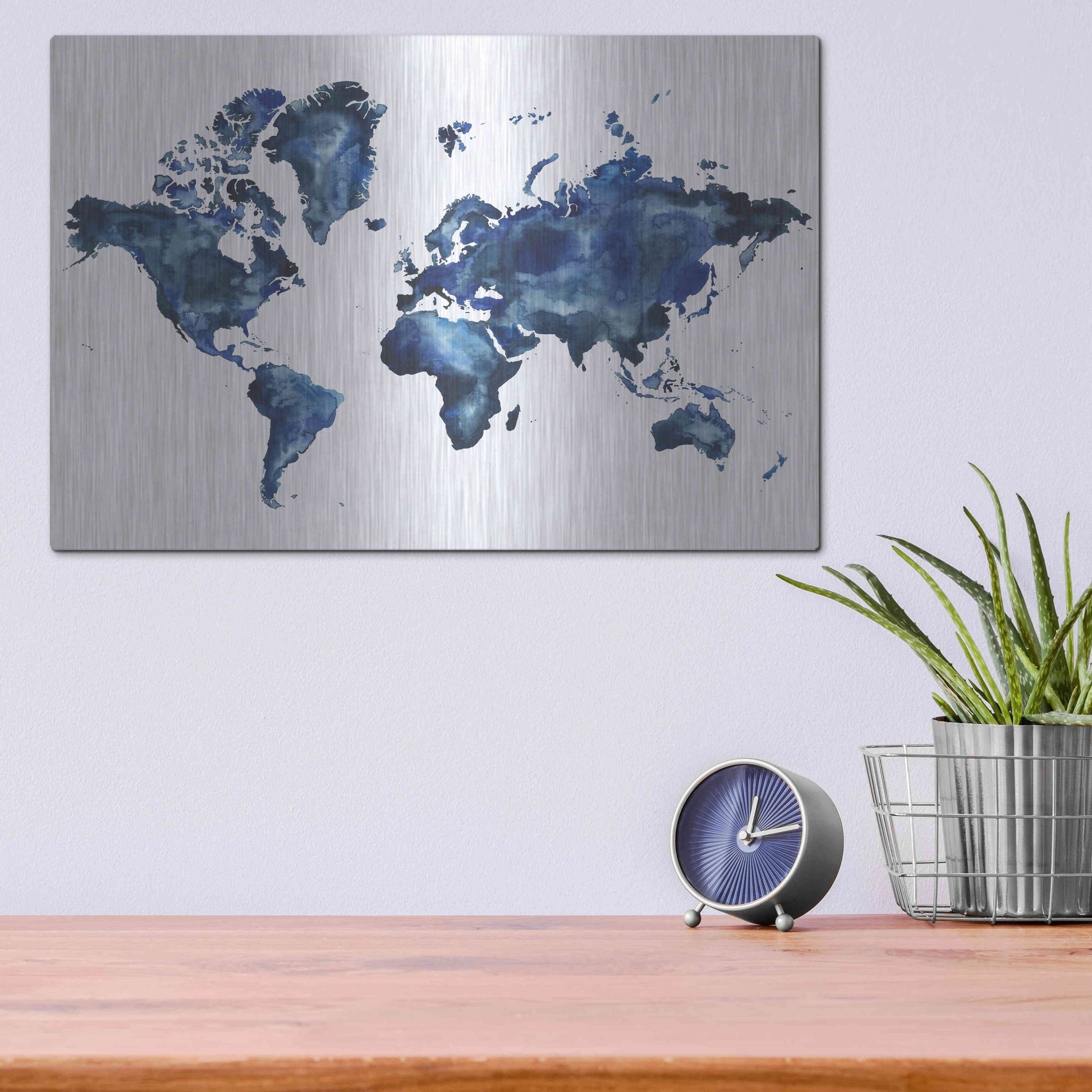 Luxe Metal Art 'Water World I' by Grace Popp, Metal Wall Art,16x12