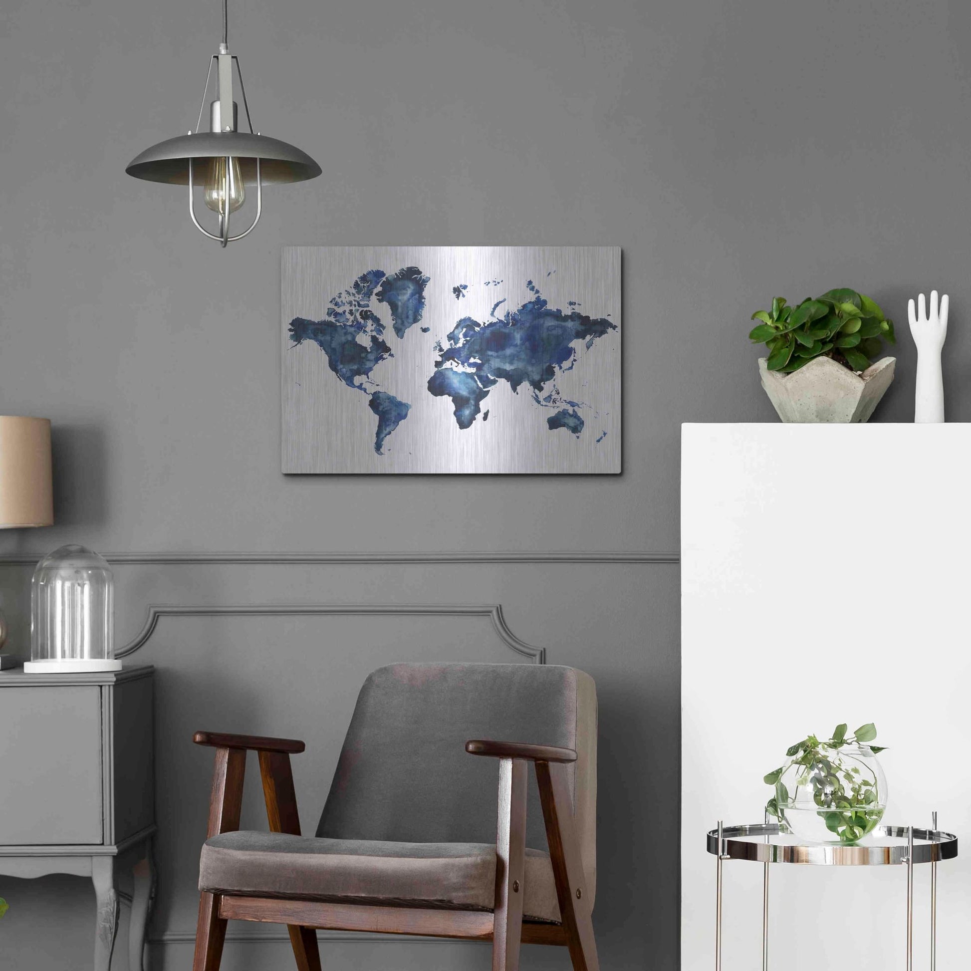 Luxe Metal Art 'Water World I' by Grace Popp, Metal Wall Art,24x16