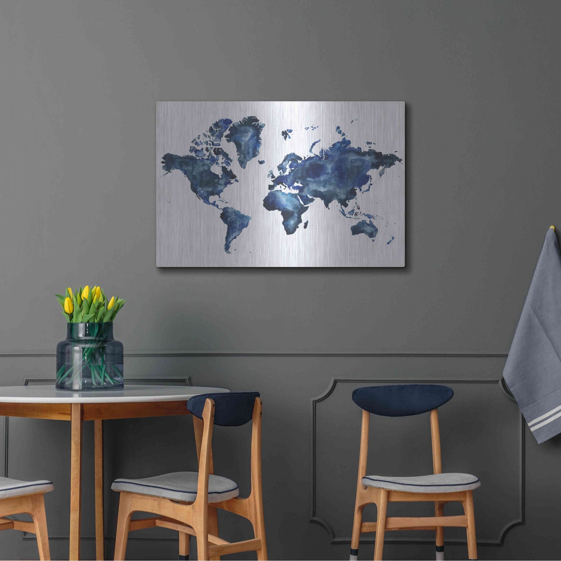 Luxe Metal Art 'Water World I' by Grace Popp, Metal Wall Art,36x24