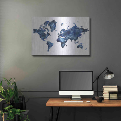 Luxe Metal Art 'Water World I' by Grace Popp, Metal Wall Art,36x24