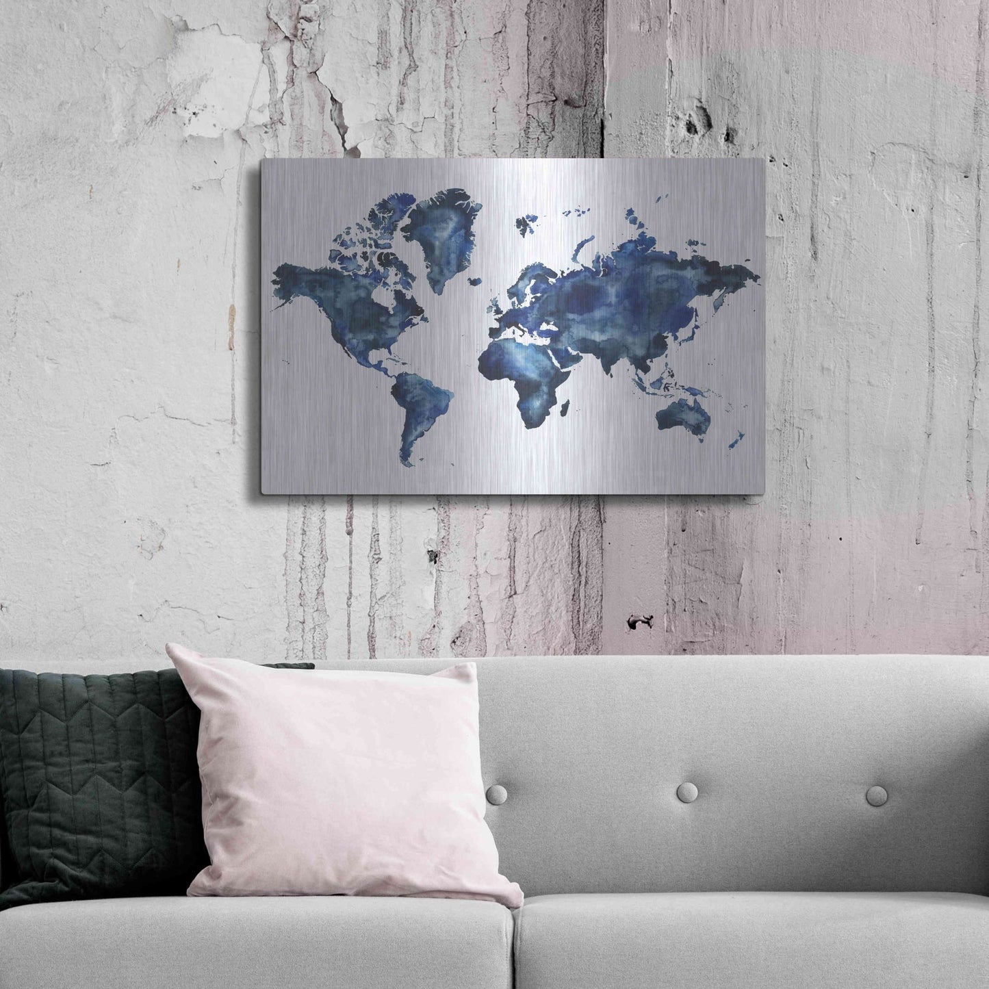 Luxe Metal Art 'Water World I' by Grace Popp, Metal Wall Art,36x24