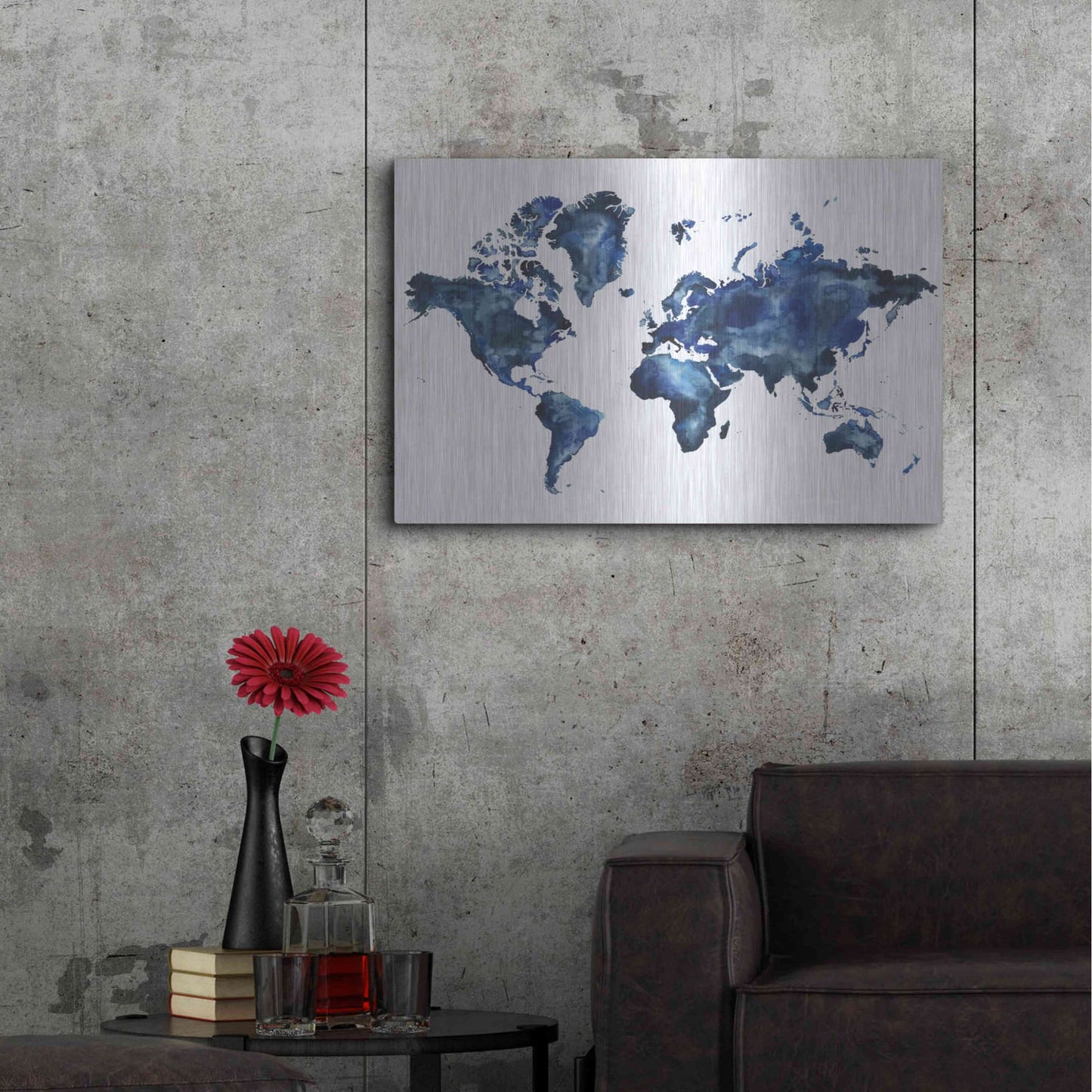 Luxe Metal Art 'Water World I' by Grace Popp, Metal Wall Art,36x24