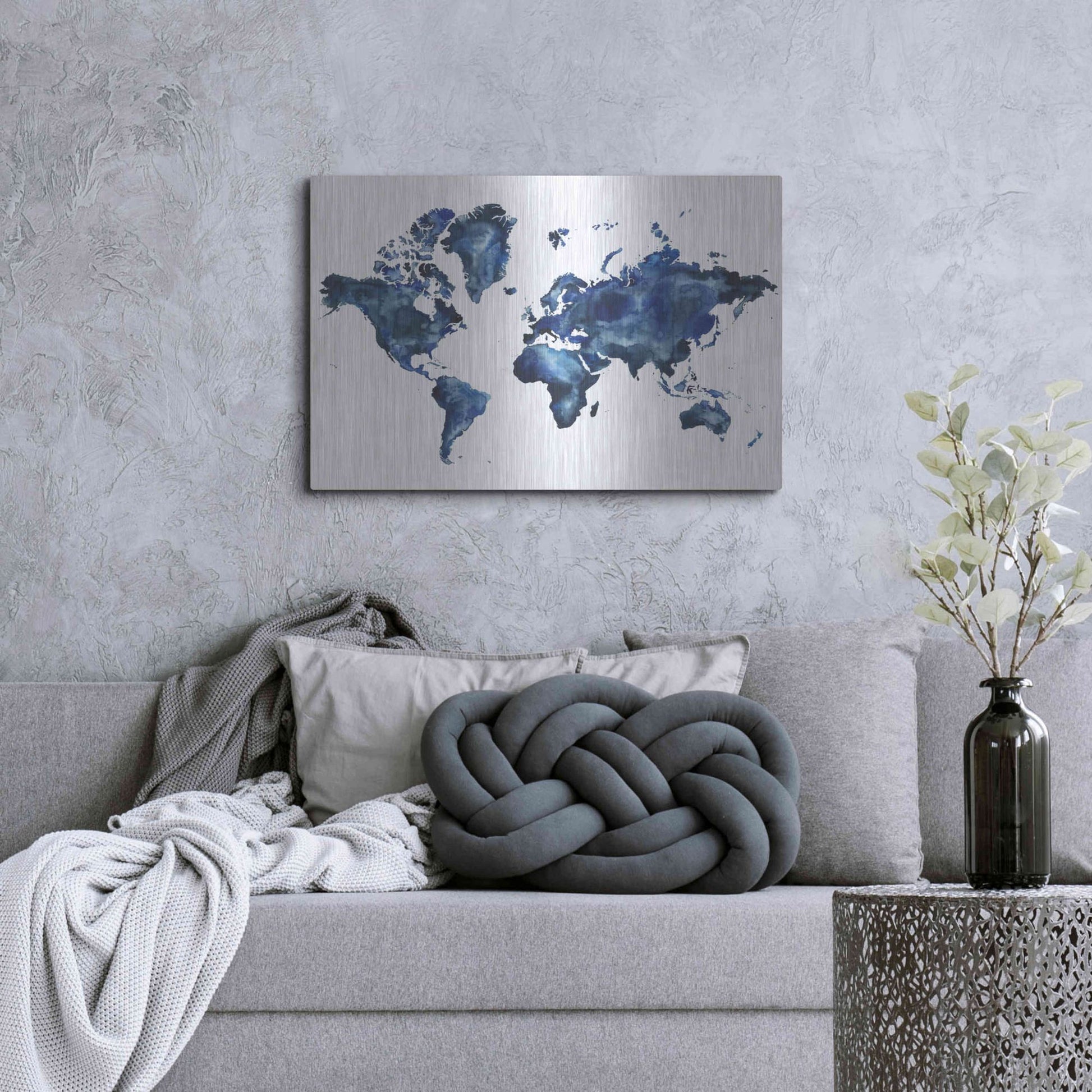 Luxe Metal Art 'Water World I' by Grace Popp, Metal Wall Art,36x24