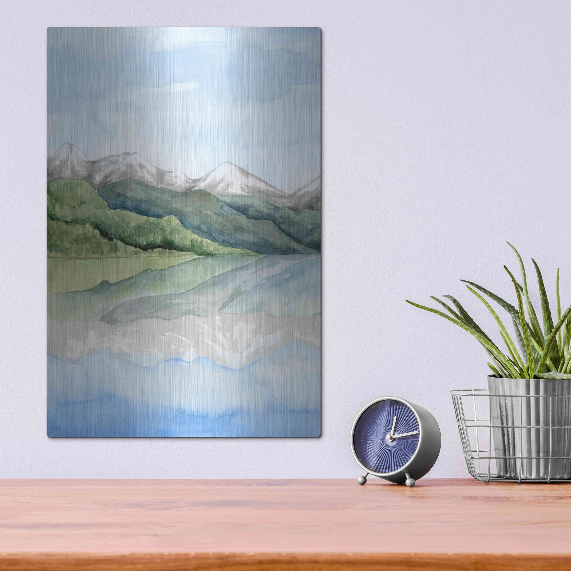 Luxe Metal Art 'Mirror Lake I' by Grace Popp, Metal Wall Art,12x16