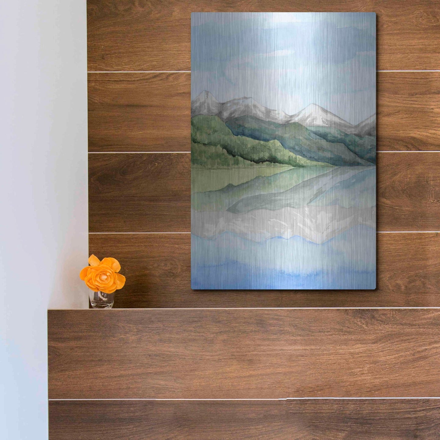 Luxe Metal Art 'Mirror Lake I' by Grace Popp, Metal Wall Art,12x16