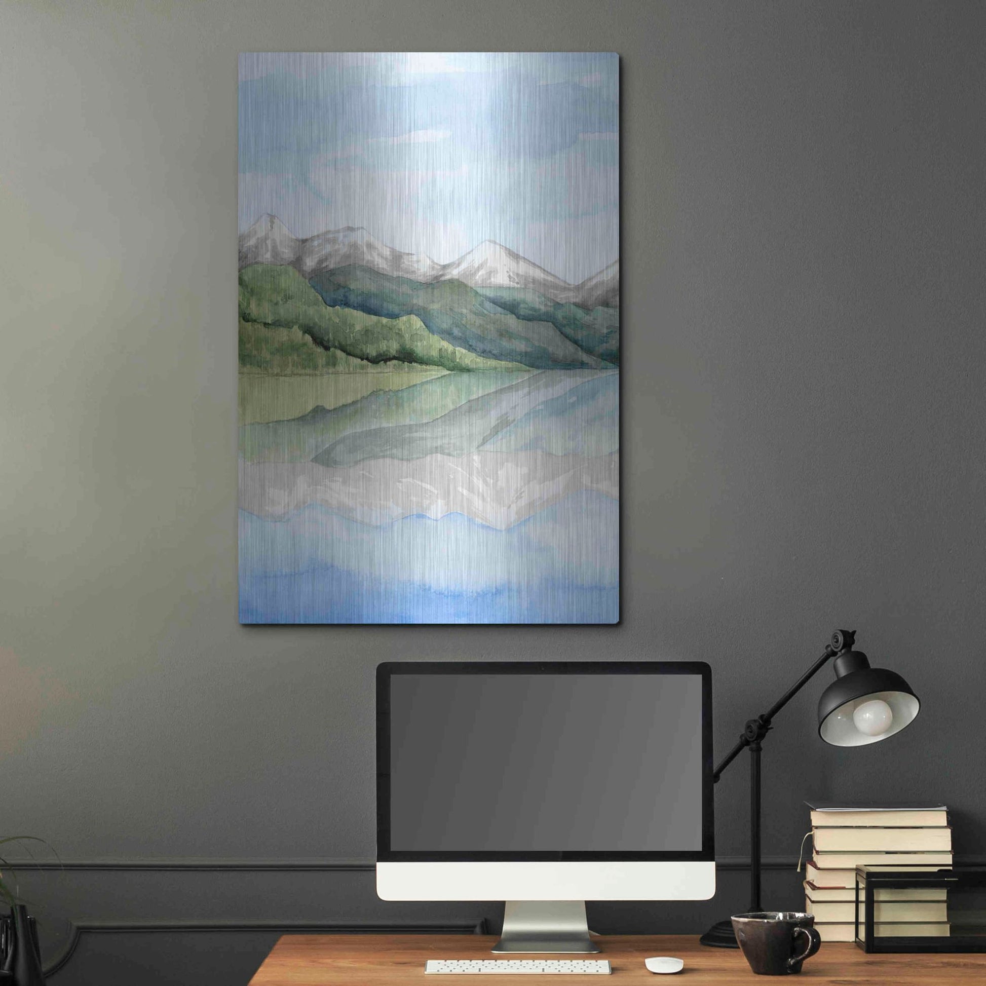 Luxe Metal Art 'Mirror Lake I' by Grace Popp, Metal Wall Art,24x36
