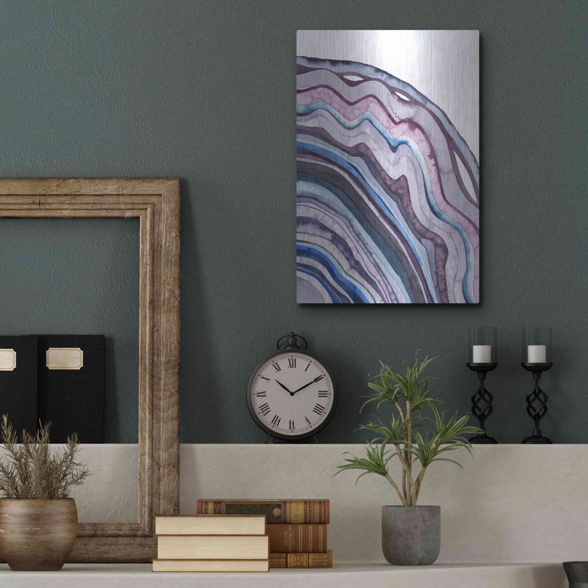 Luxe Metal Art 'Amethyst Agate II' by Grace Popp, Metal Wall Art,12x16