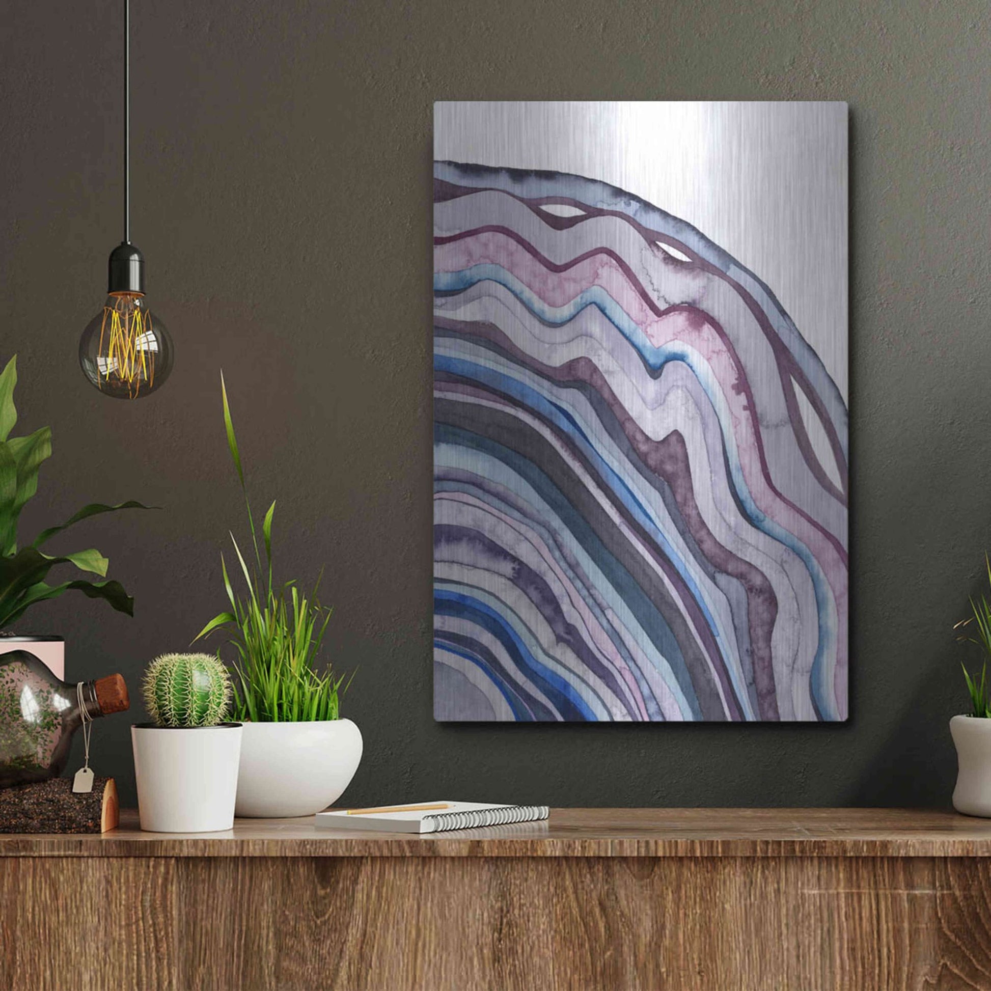 Luxe Metal Art 'Amethyst Agate II' by Grace Popp, Metal Wall Art,12x16