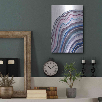 Luxe Metal Art 'Amethyst Agate I' by Grace Popp, Metal Wall Art,12x16