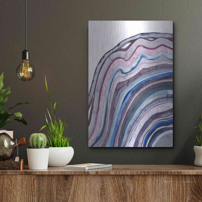 Luxe Metal Art 'Amethyst Agate I' by Grace Popp, Metal Wall Art,12x16