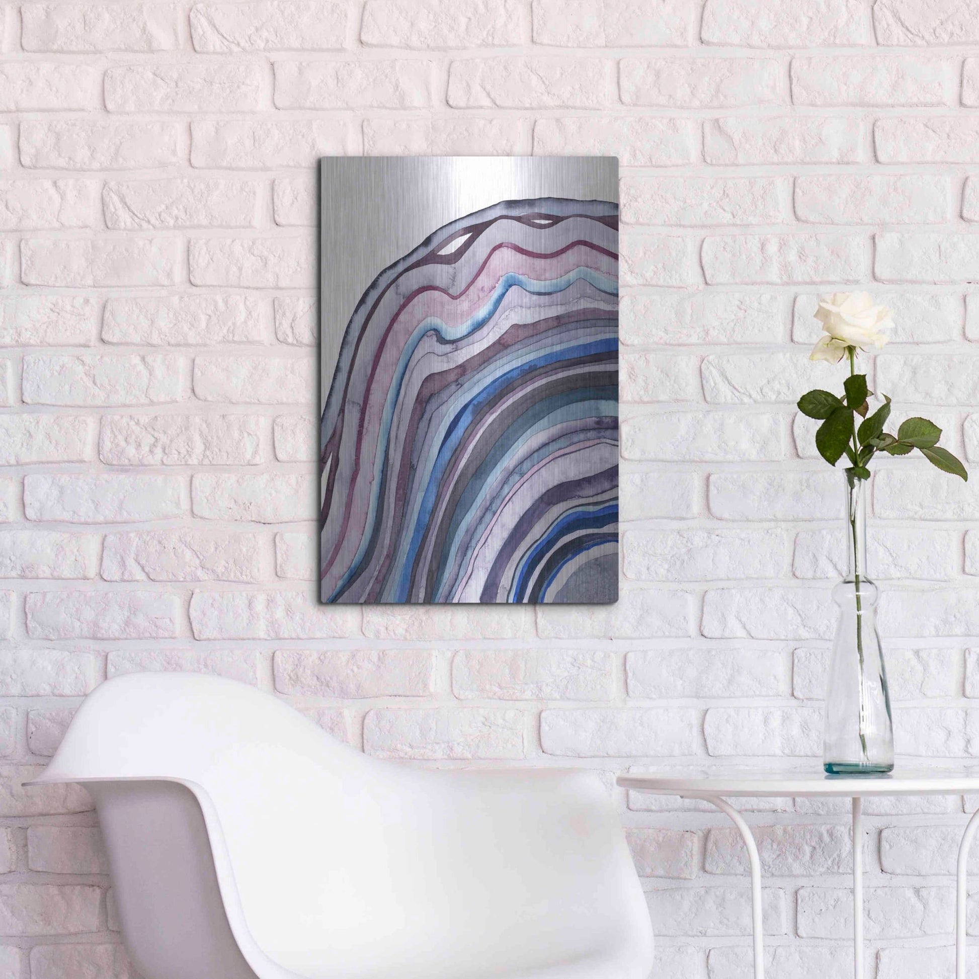 Luxe Metal Art 'Amethyst Agate I' by Grace Popp, Metal Wall Art,16x24