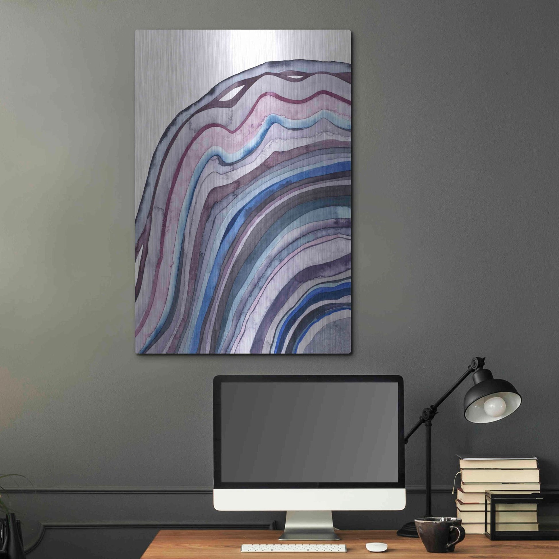 Luxe Metal Art 'Amethyst Agate I' by Grace Popp, Metal Wall Art,24x36