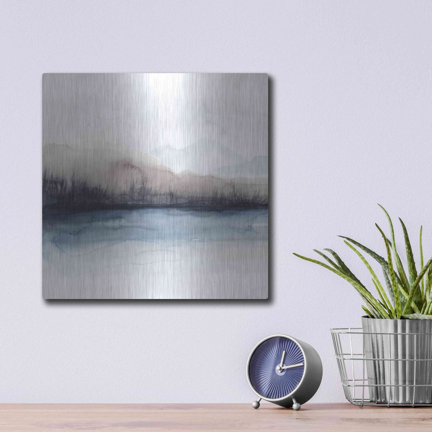 Luxe Metal Art 'Horizon Shadow II' by Grace Popp, Metal Wall Art,12x12