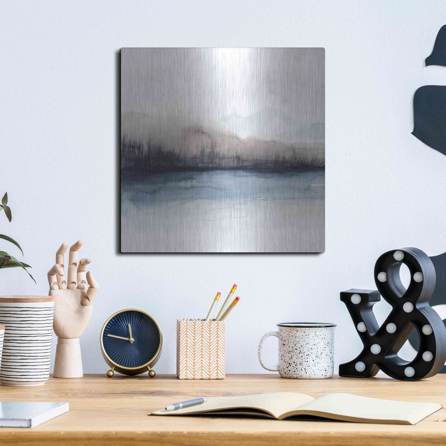Luxe Metal Art 'Horizon Shadow II' by Grace Popp, Metal Wall Art,12x12