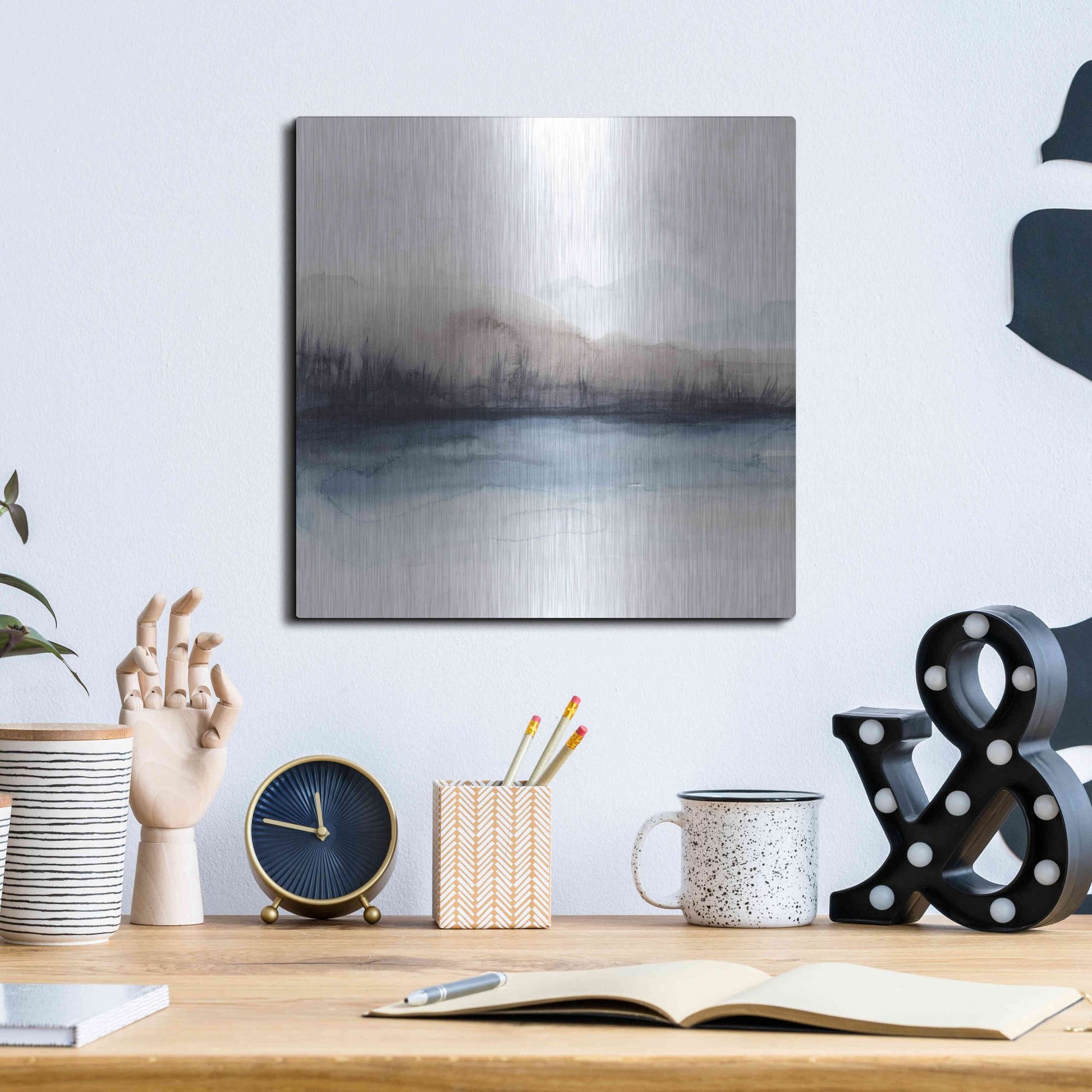 Luxe Metal Art 'Horizon Shadow II' by Grace Popp, Metal Wall Art,12x12