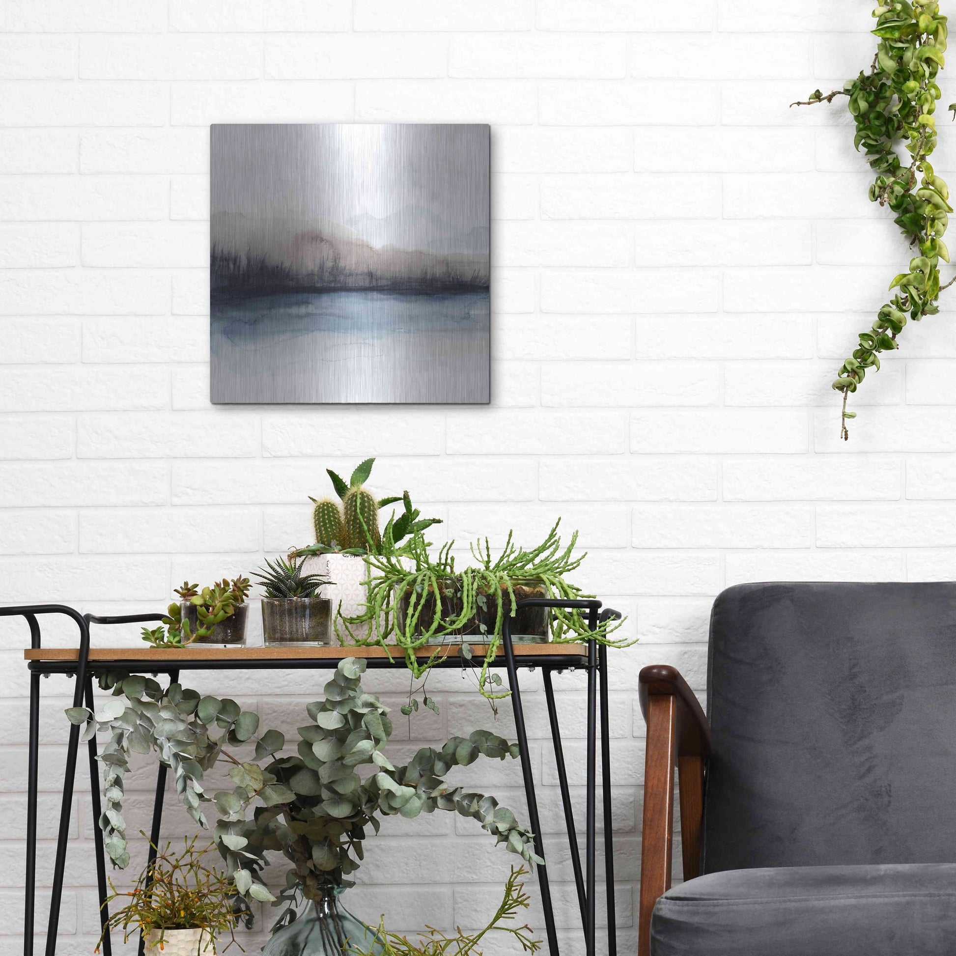 Luxe Metal Art 'Horizon Shadow II' by Grace Popp, Metal Wall Art,12x12