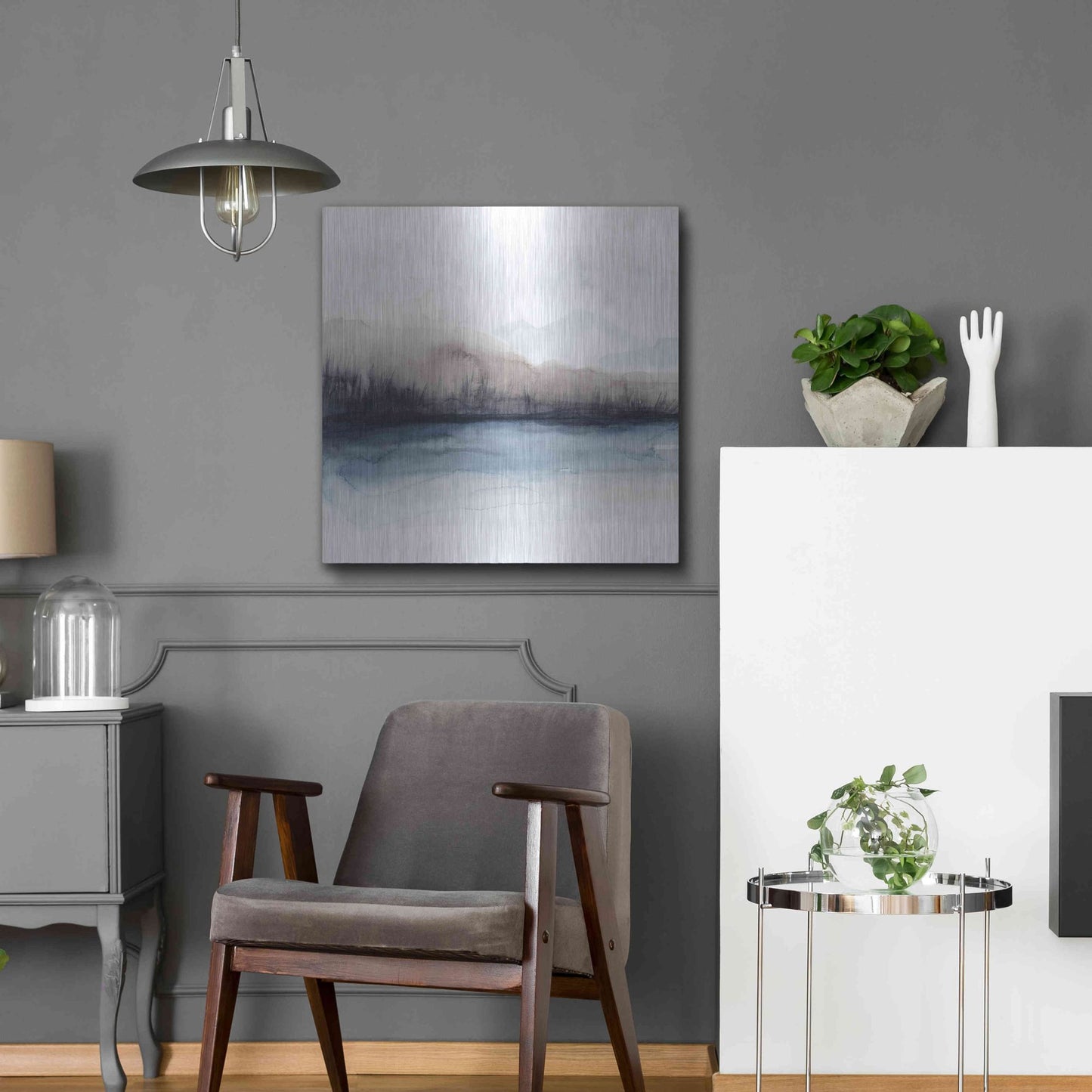 Luxe Metal Art 'Horizon Shadow II' by Grace Popp, Metal Wall Art,24x24
