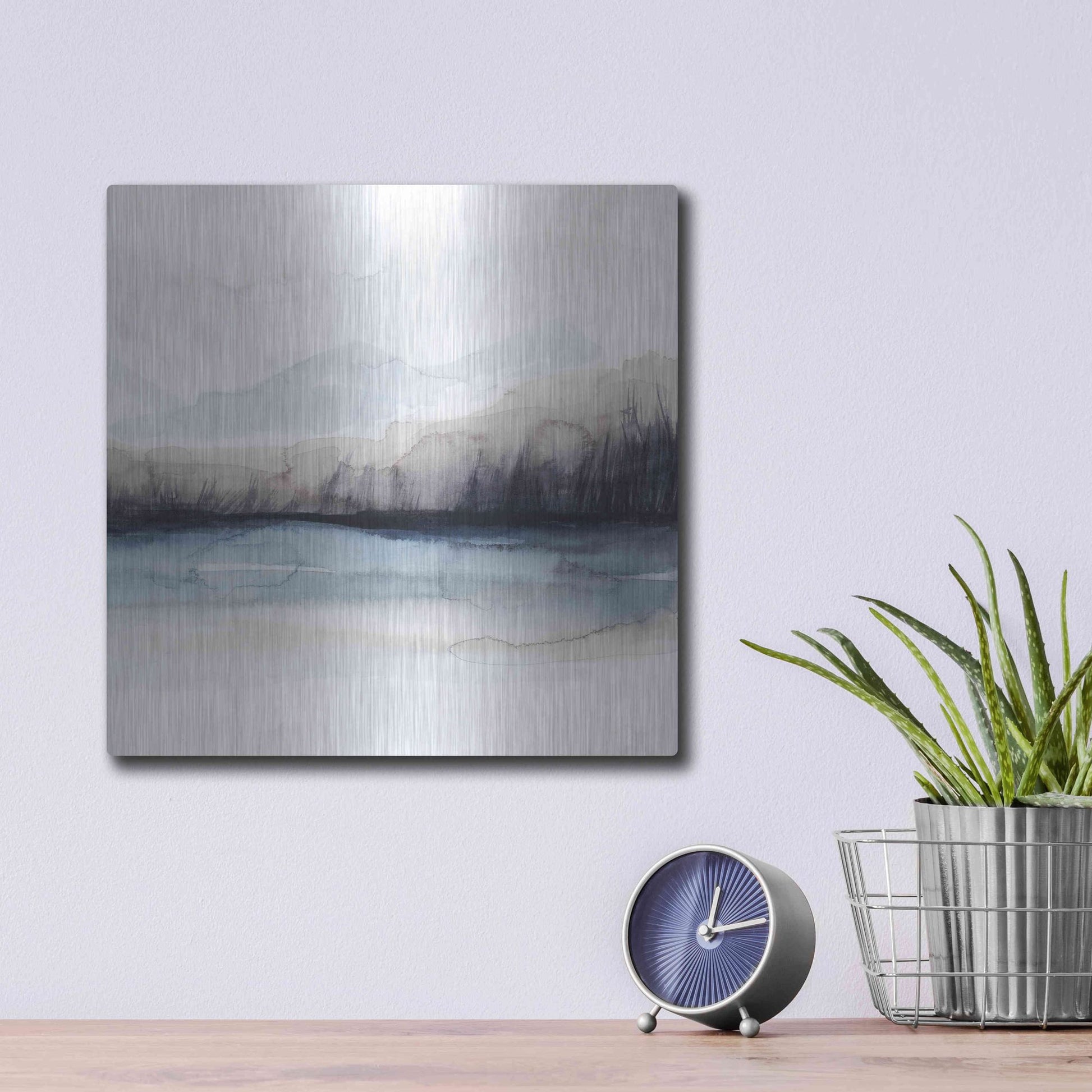 Luxe Metal Art 'Horizon Shadow I' by Grace Popp, Metal Wall Art,12x12