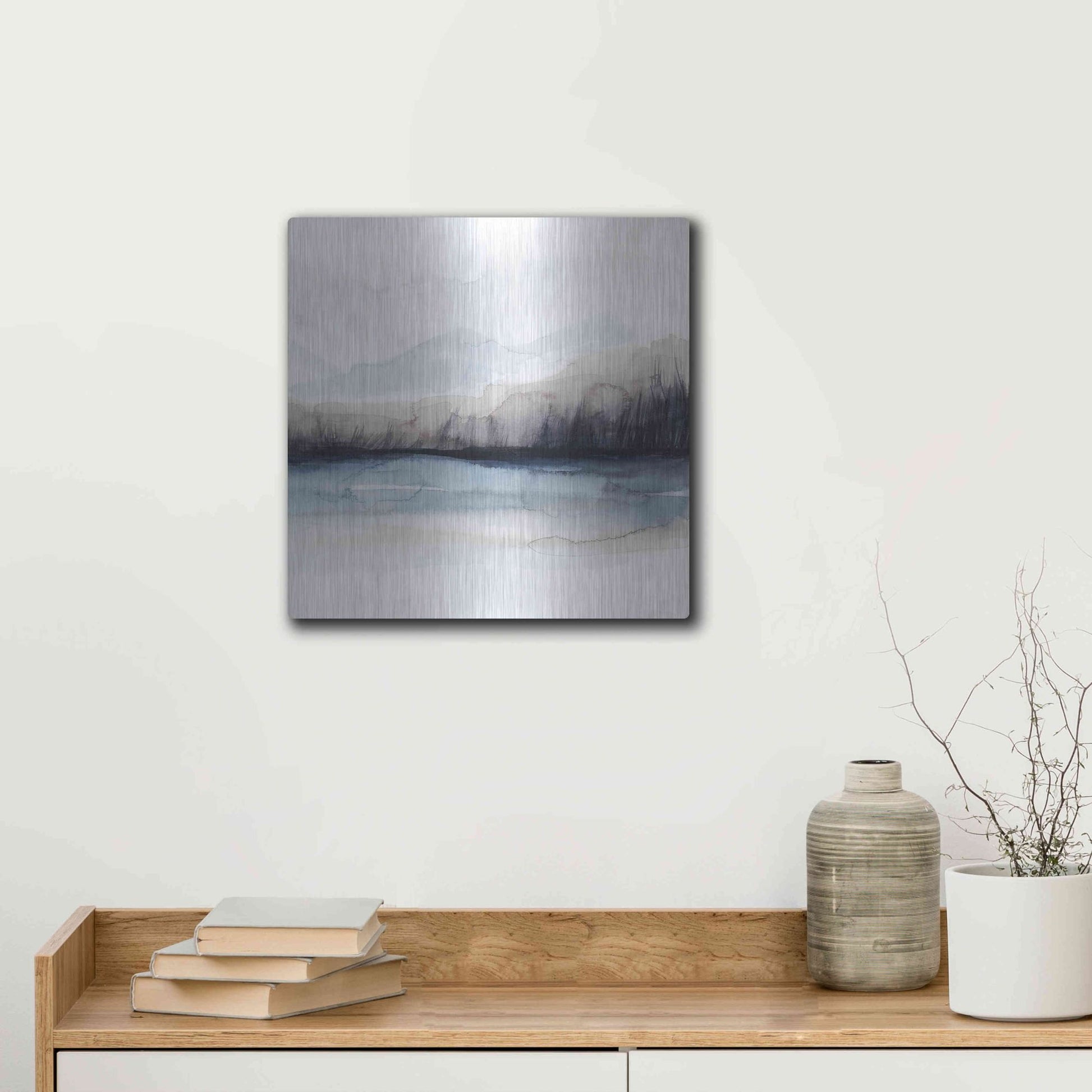 Luxe Metal Art 'Horizon Shadow I' by Grace Popp, Metal Wall Art,12x12