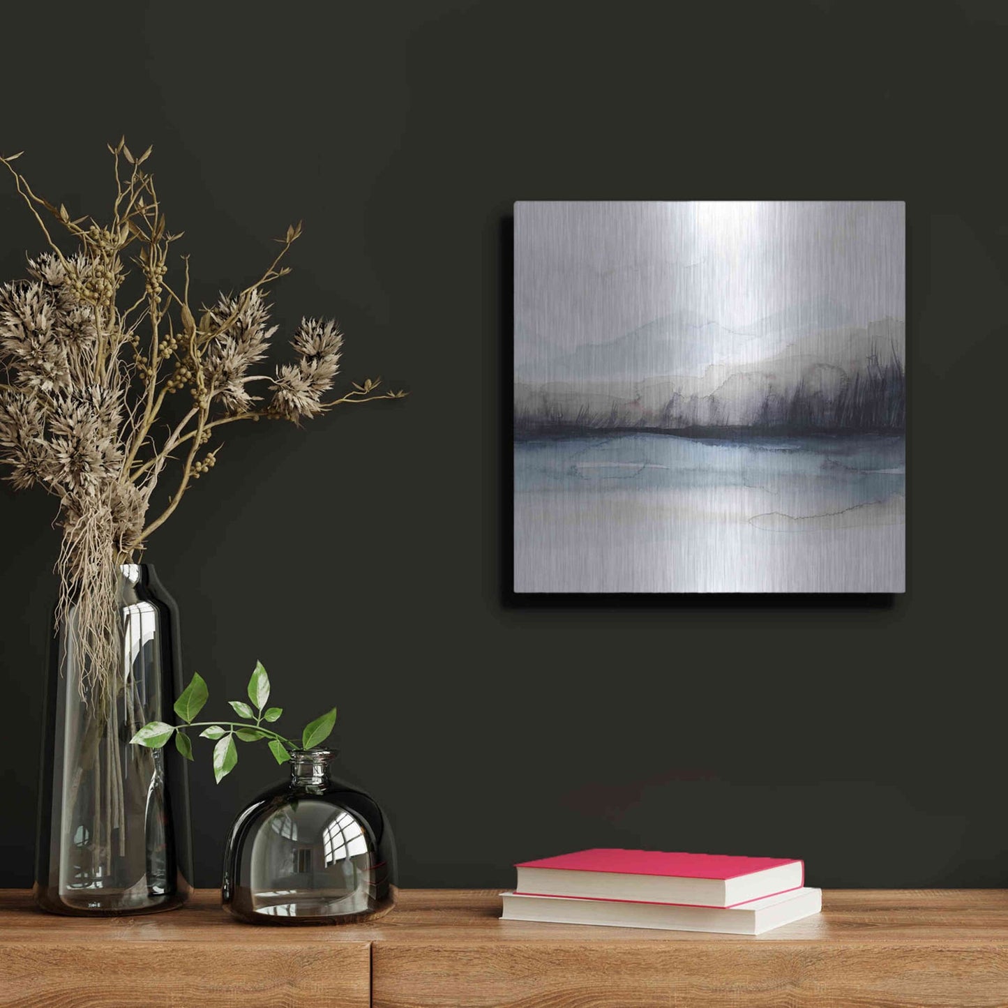 Luxe Metal Art 'Horizon Shadow I' by Grace Popp, Metal Wall Art,12x12